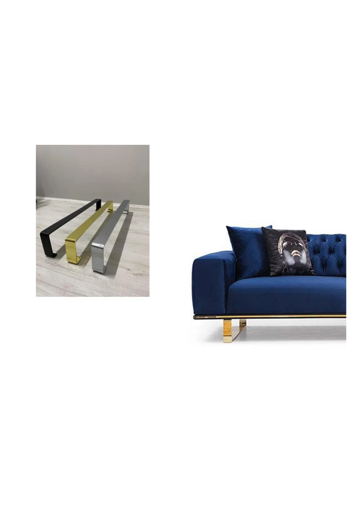 Metal Mobilya Ayağı Lama Model 90*15 Cm Altın 2 Adet