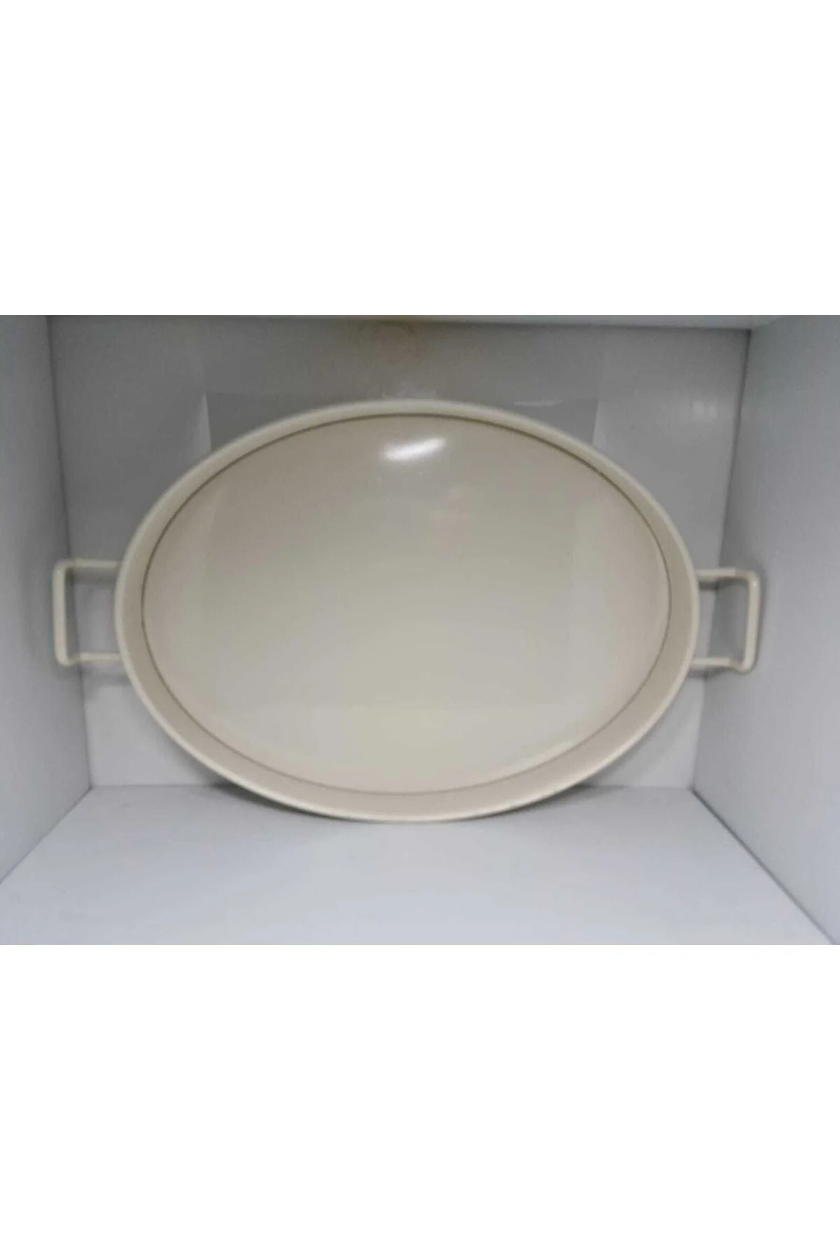 Metal Oval Büyük Boy Tepsi Krem