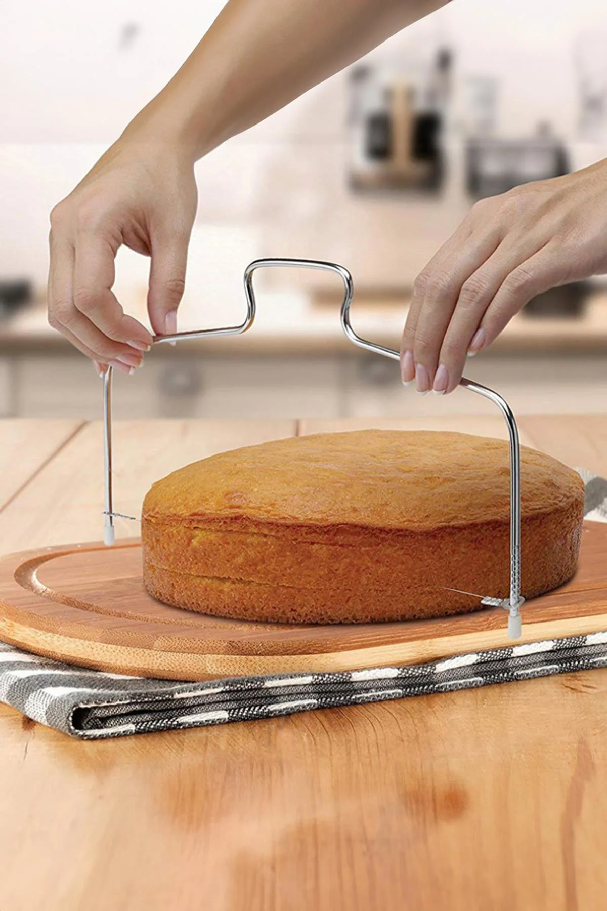 Metal Pasta Kesme Aparatı 30 cm Kek Ekmek Katman Dilimleme Bıçağı Metal Pasta Kesme Aparatı 30 cm Kek Ekmek Katman Dilimleme Bıçağı
