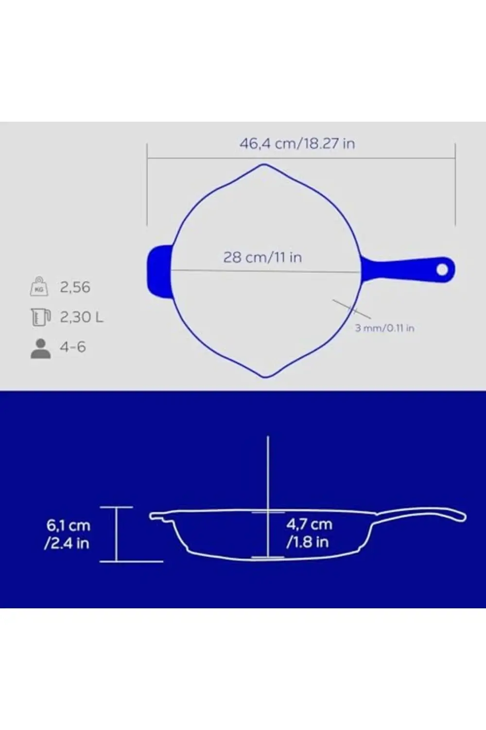 Metal Premium Serisi - Döküm Kızartma Tavası, Yuvarlak, 28 cm, Ma