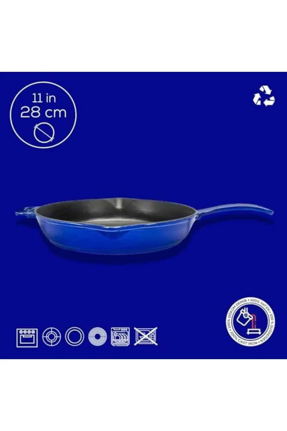 Metal Premium Serisi - Döküm Kızartma Tavası, Yuvarlak, 28 cm, Ma