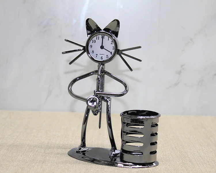 Metal Saksafon Çalan Kedi Müzisyen Saat Ve Kalemlik Alk4343 Fiyatı, Yorumları ve Özellikleri