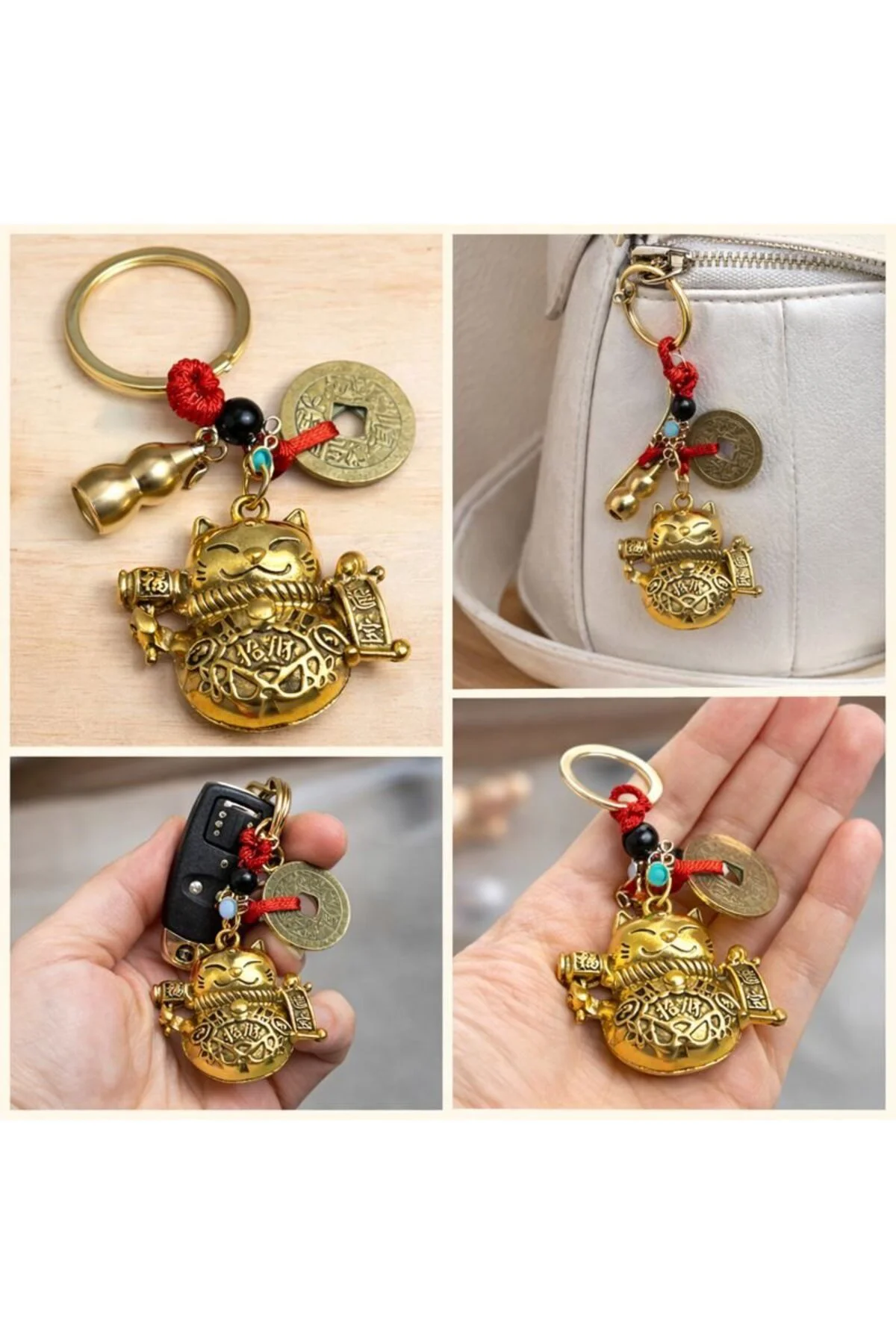 Metal Şans Ve Bereket Kedisi Anahtarlık Model 1