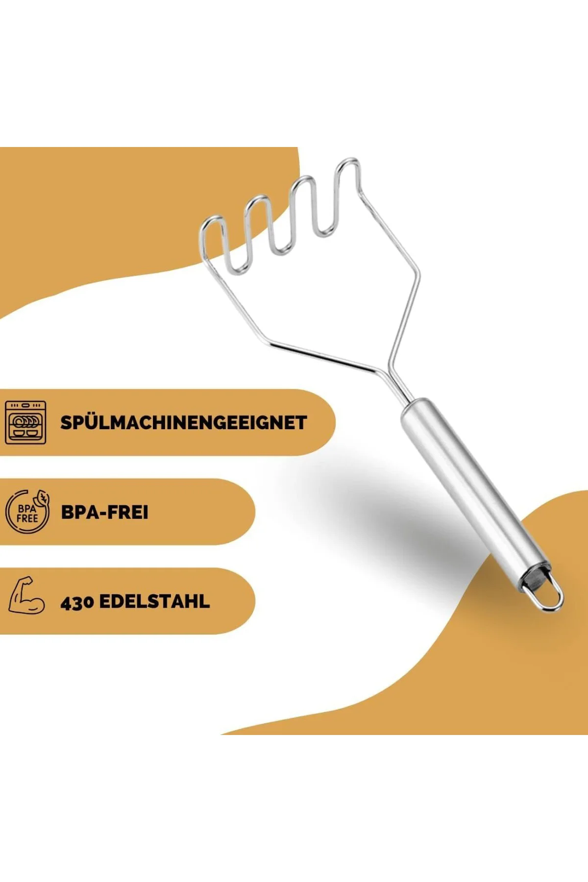 Metal Saplı Paslanmaz Çelik Patates Ezici (Metal Saplı)