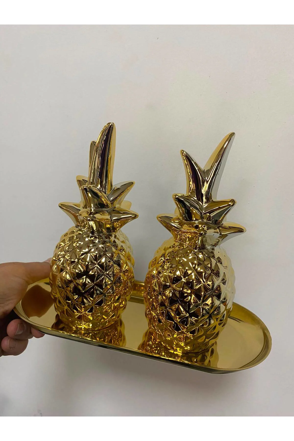 Metal Sunum Tabaklı 2 Li Ananas Dekor Metal Sunum Tabaklı 2 Li Ananas Dekor