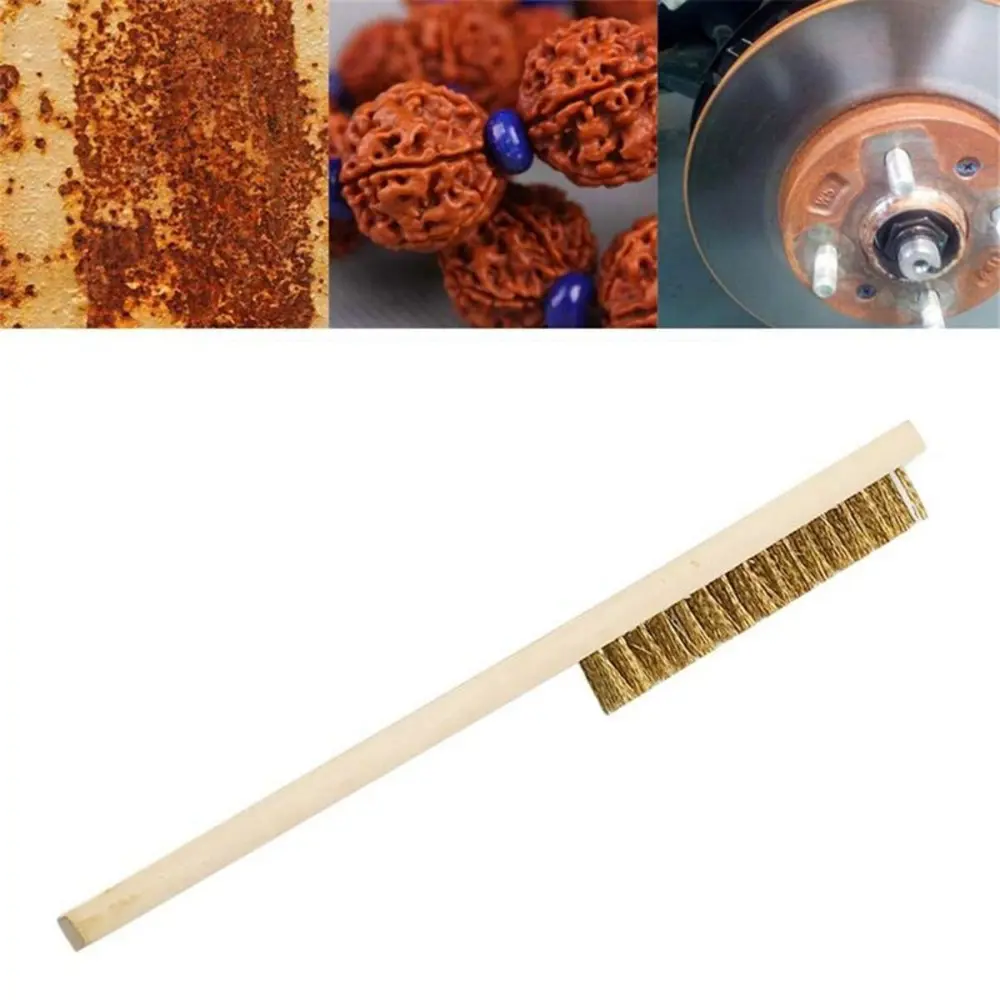 Metal Telli Fırça Ahşap Saplı Pas Kir Sökme Temizleme Fırçası (47