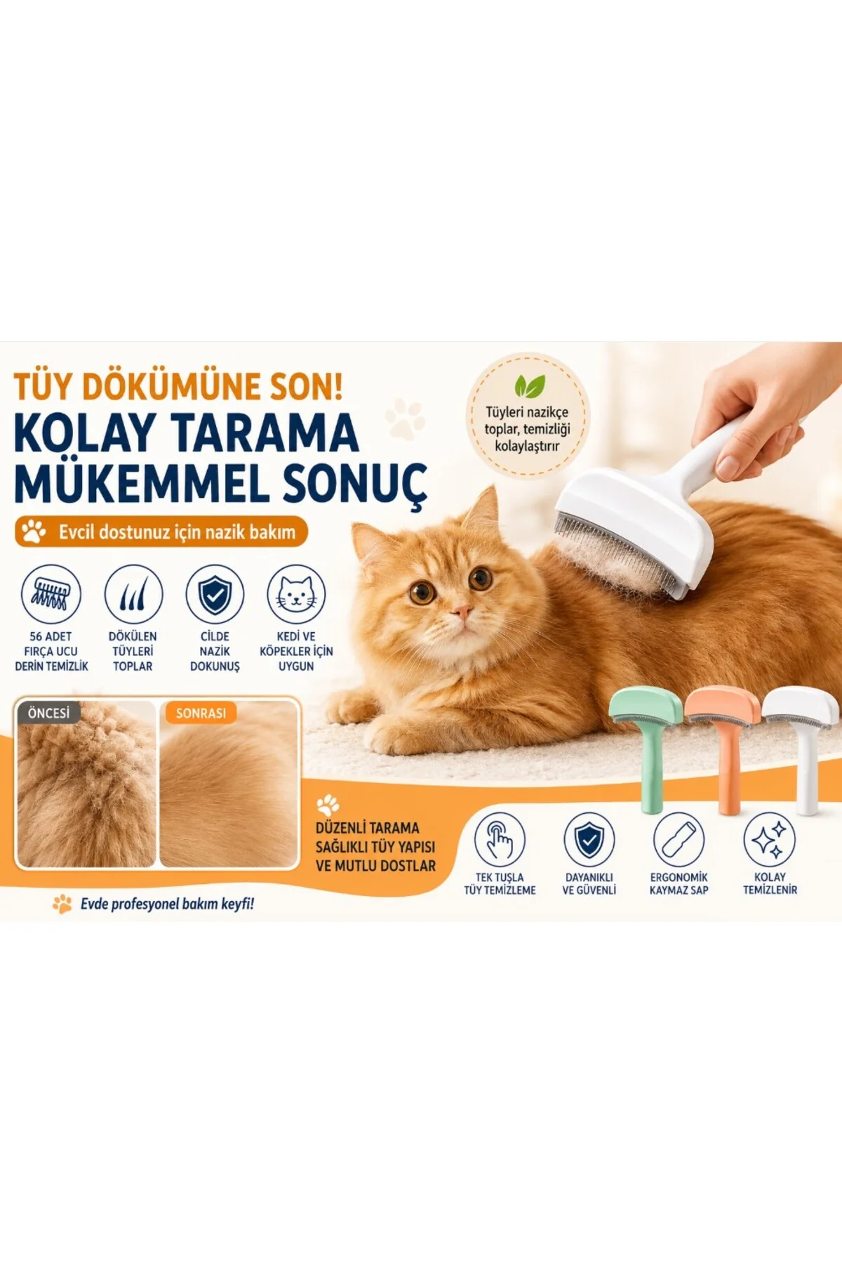 Metal Uçlu Evcil Hayvan Tüy Toplama Tarağı Metal Uçlu Evcil Hayvan Tüy Toplama Tarağı - Görsel 2
