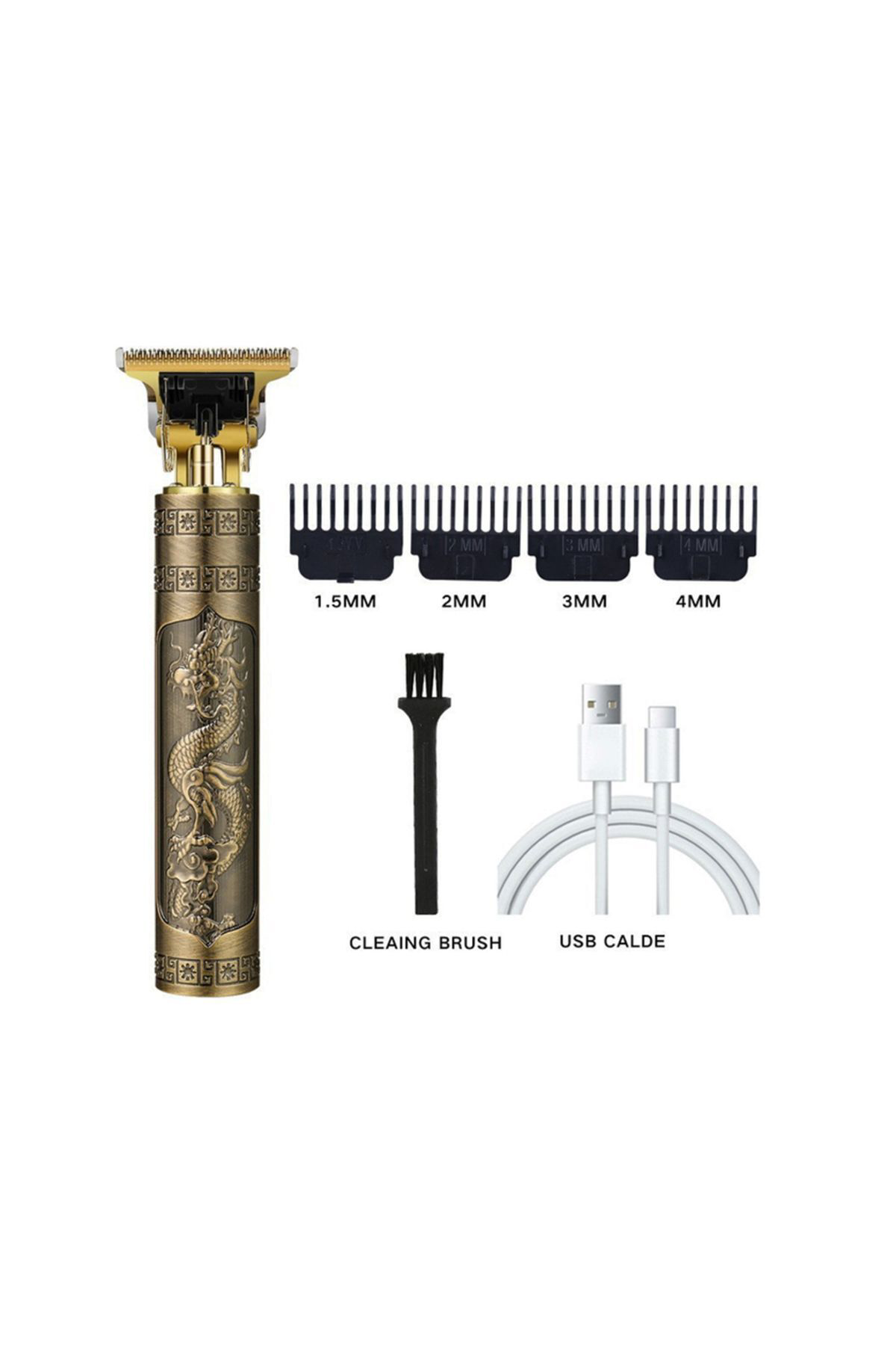 Metal Usb Şarjlı Ense Çizim - Saç Sakal Kesme Traş Makinesi (4434