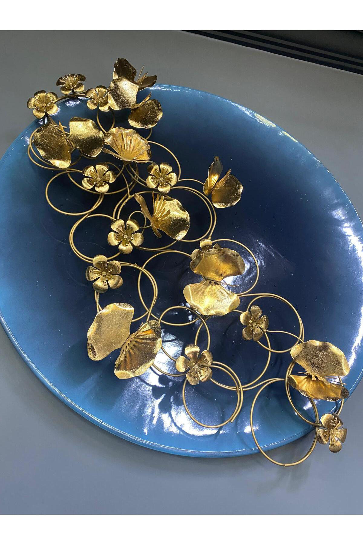 Elif Aksesuar Metal Yuvarlak Çiçekli Duvar Dekoru 70 Cm