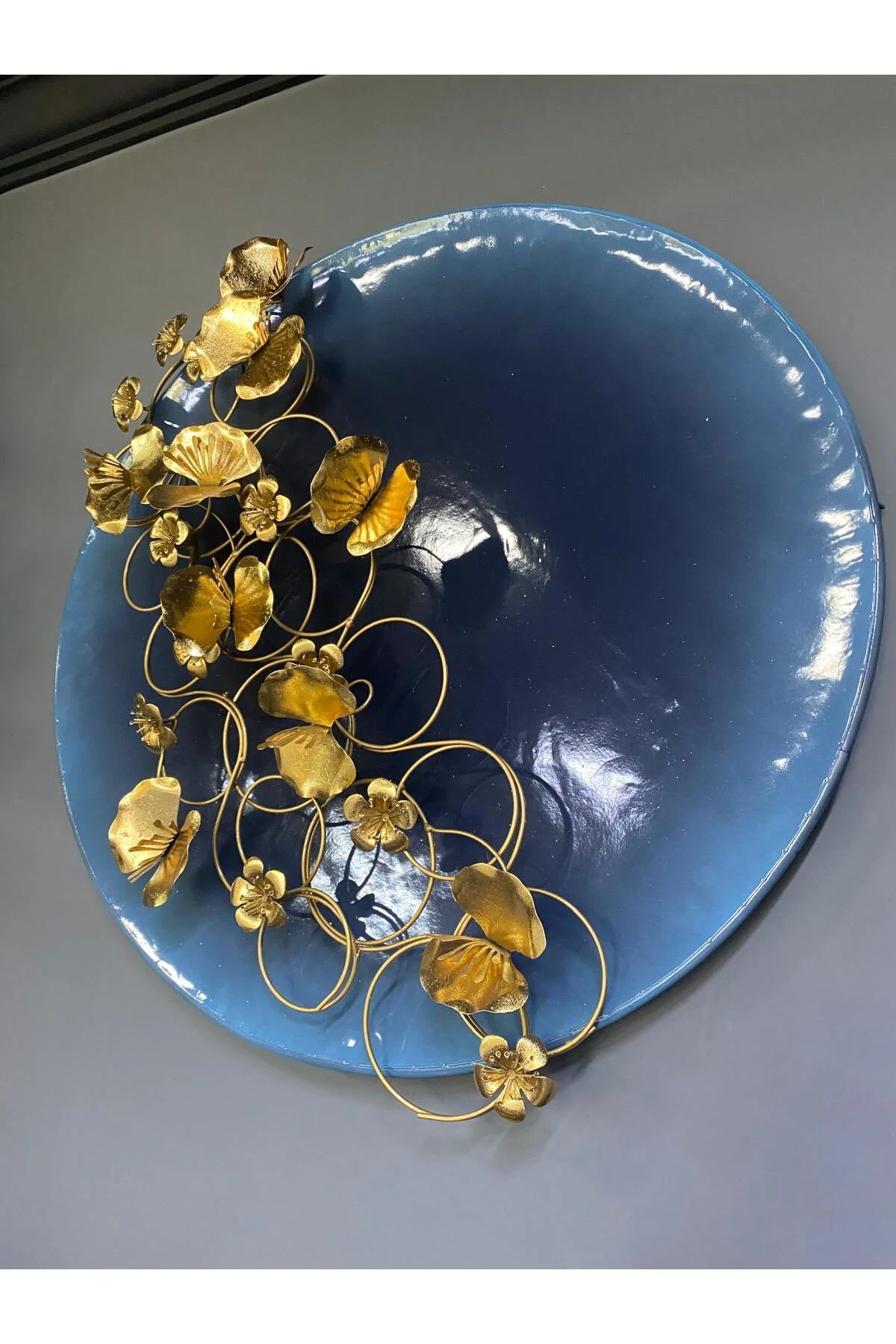 Metal Yuvarlak Çiçekli Duvar Dekoru 70 cm
