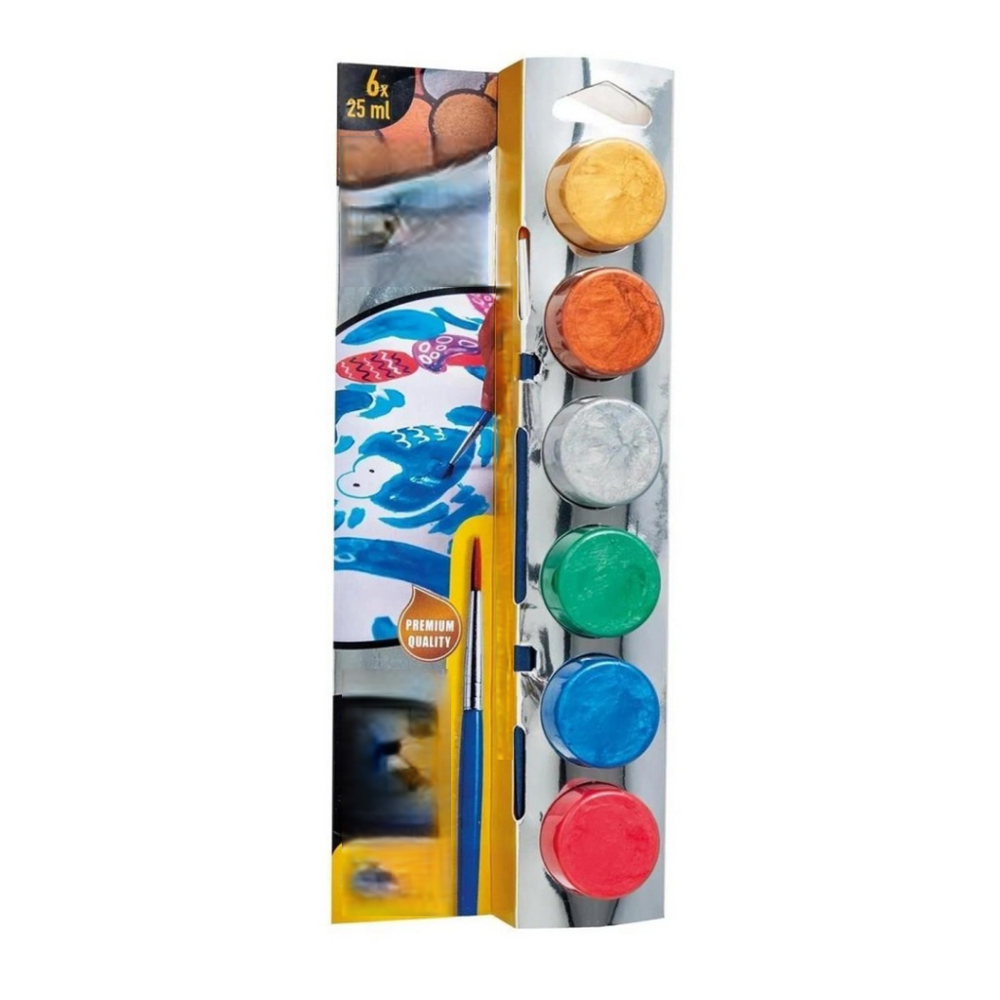 Metalik Fırçalı Suluboya Yıkanabilir 6x25 ml