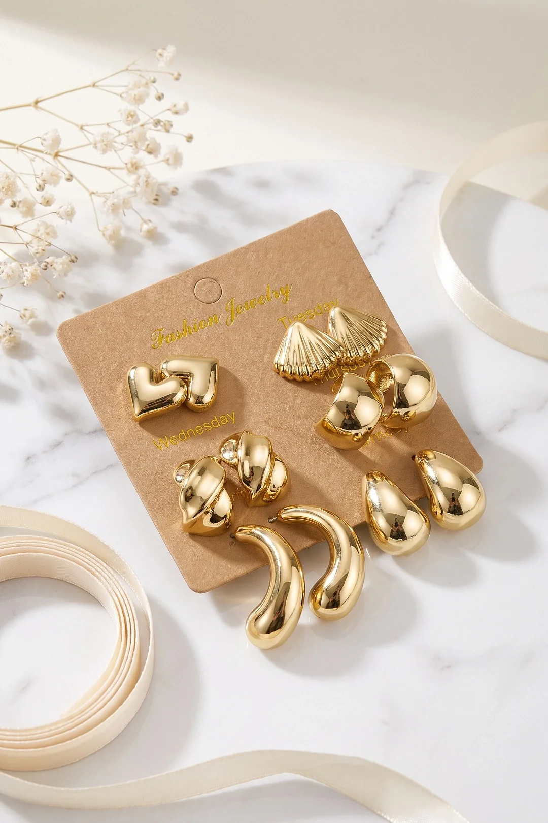 Metalik Kaplama Gold Renk CCB 6 Çift Kadın Küpe Seti Fiyatı, Yorumları ve Özellikleri