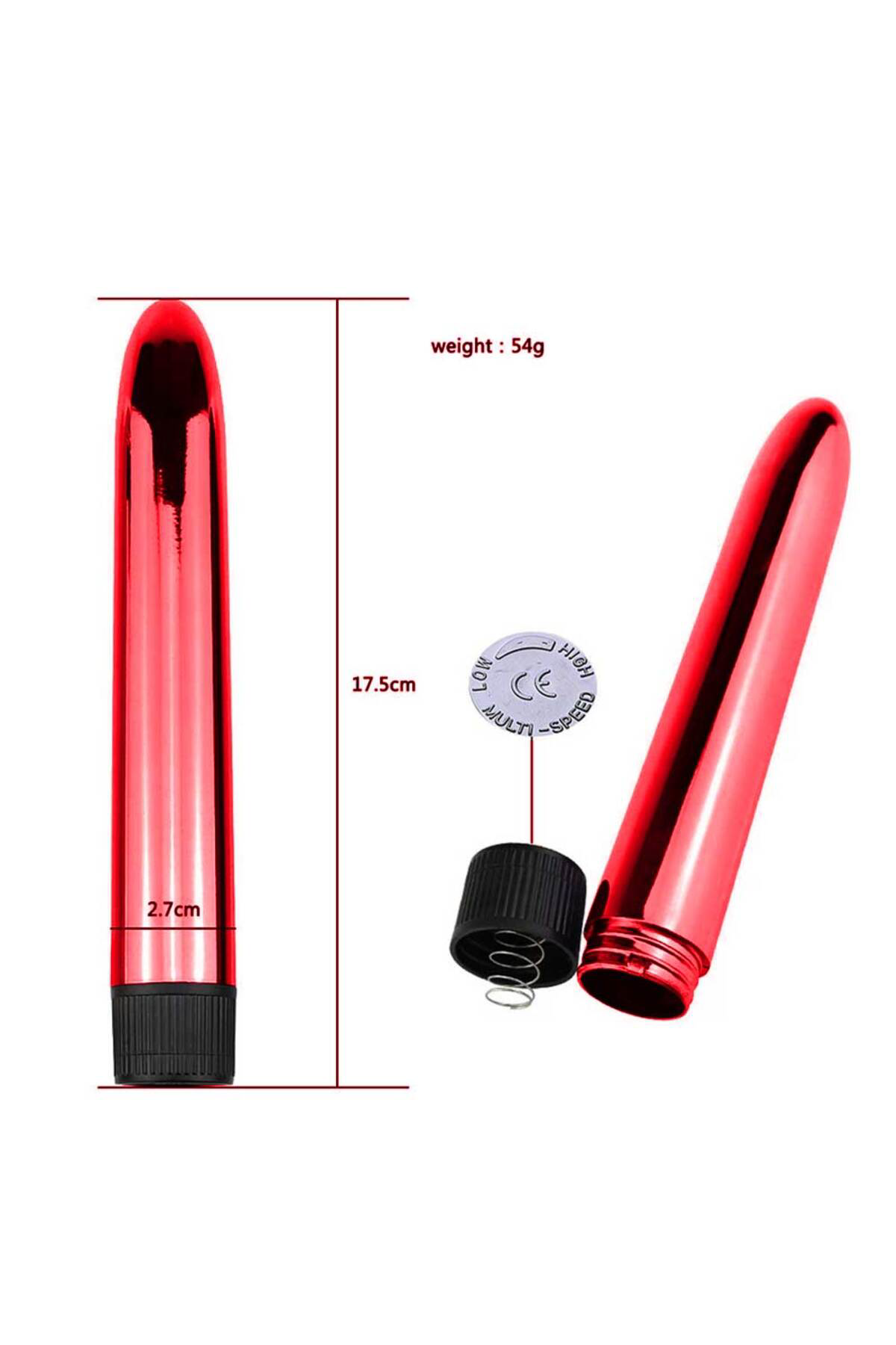 Metalik Mermi Vibratör - Kırmızı