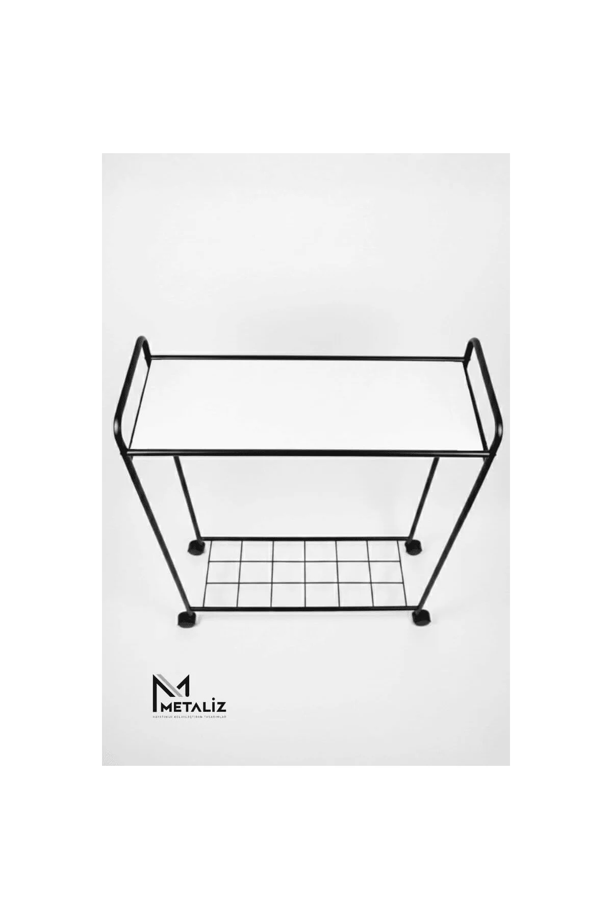 Metaliz Concept Tekerli Modern Metal Elbise Askılığı - Katlı Rafl