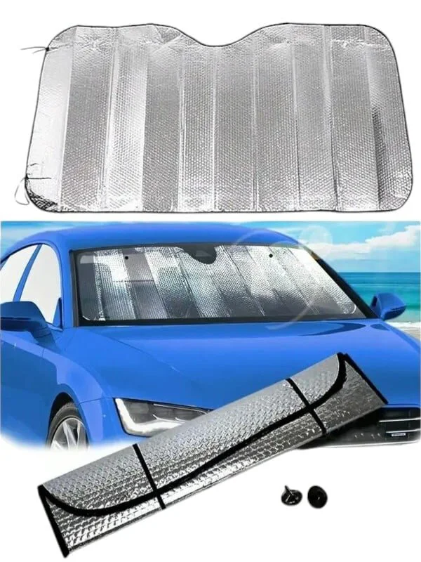Metalize Oto Güneşliği Araba Ön Camı - %99 Güneş Bloke Eden Isı Koruması - 130x60 cm