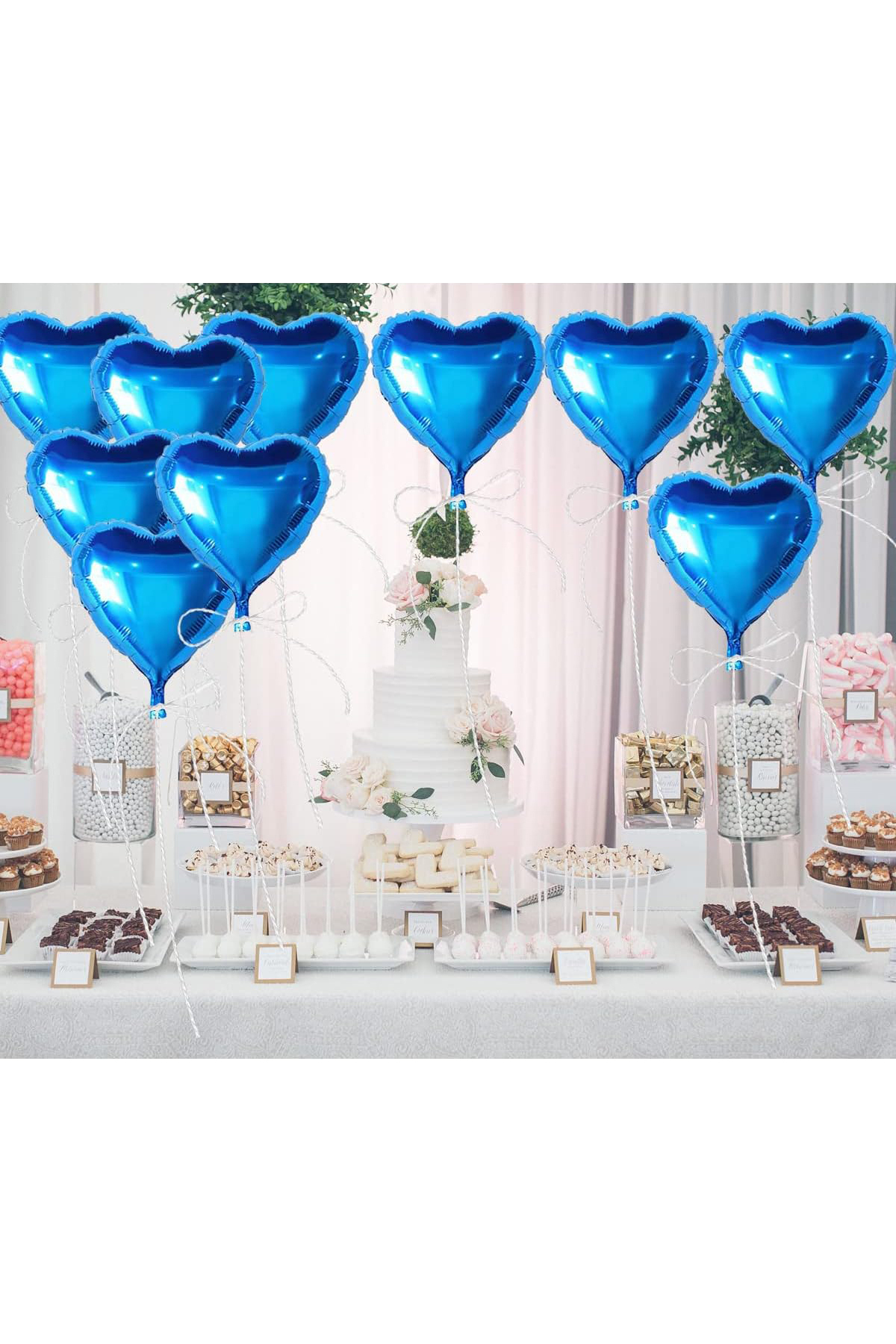 Metalize Parlak Mavi Kalp Şekilli Uçan Bn Folyo 18 Inç 45 Cm 25 A