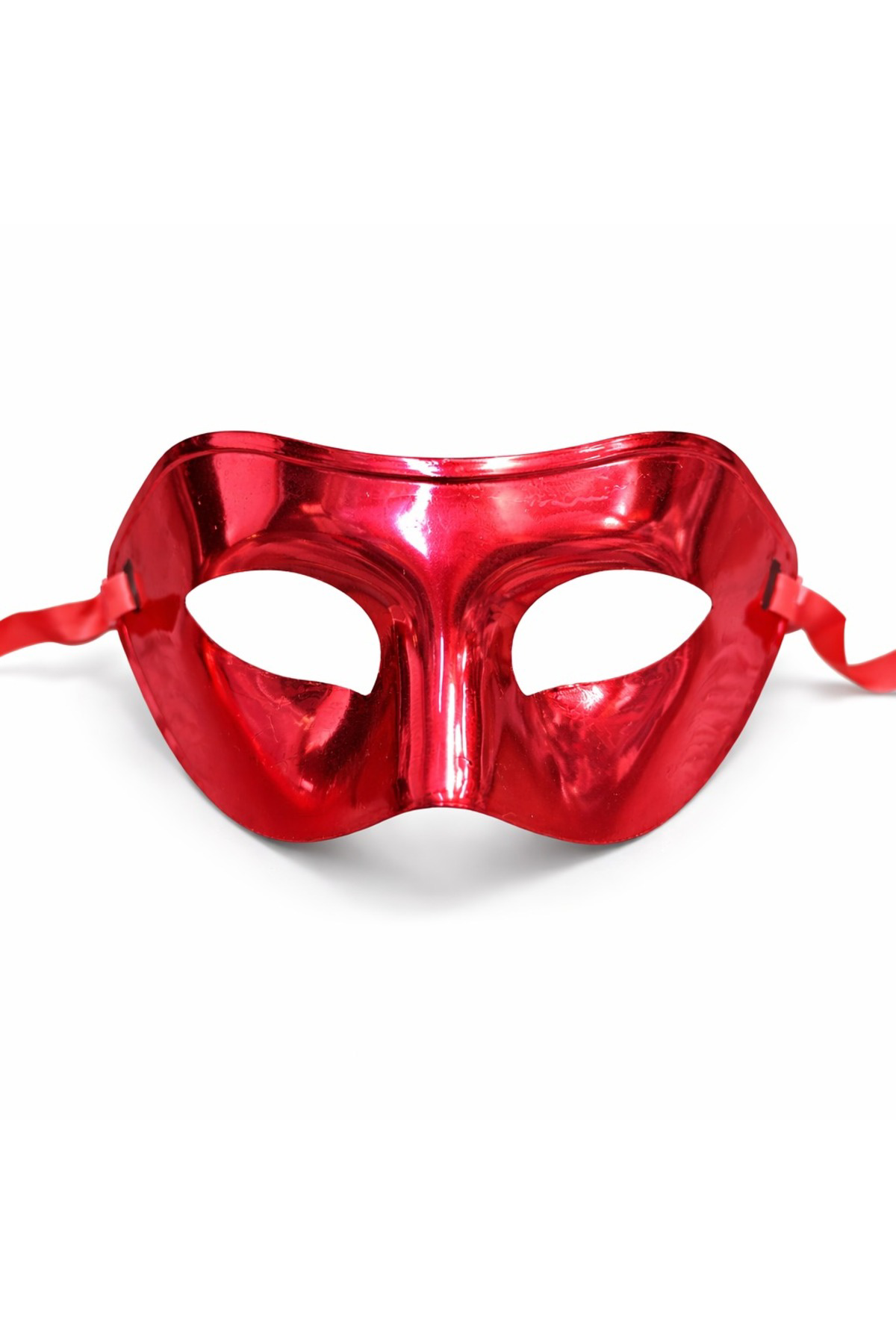 Metalize Parlak Parti Maskesi Kırmızı Renk 16x7 cm