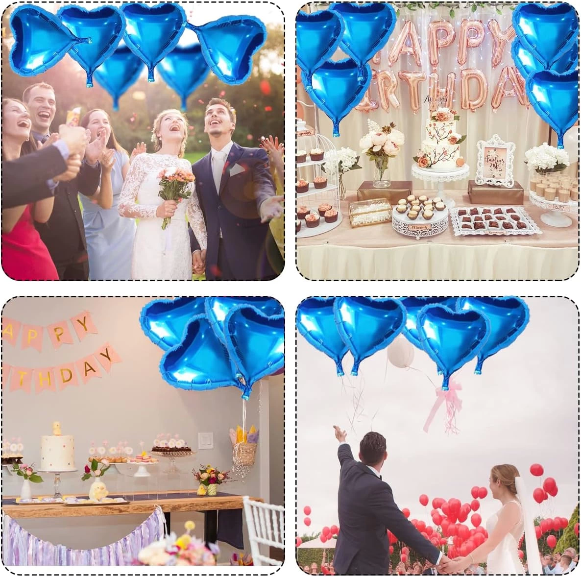 Metalize Parlak Mavi Kalp Şekilli Uçan Balon Folyo 18 İnç 45 Cm 2