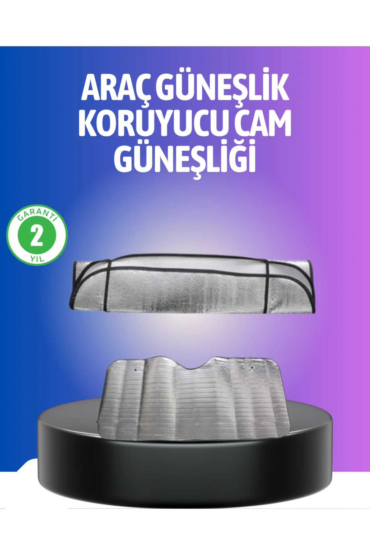Metalize Reflektör Yüzeyli UV Koruyucu Araç Güneşliği – Serin ve 