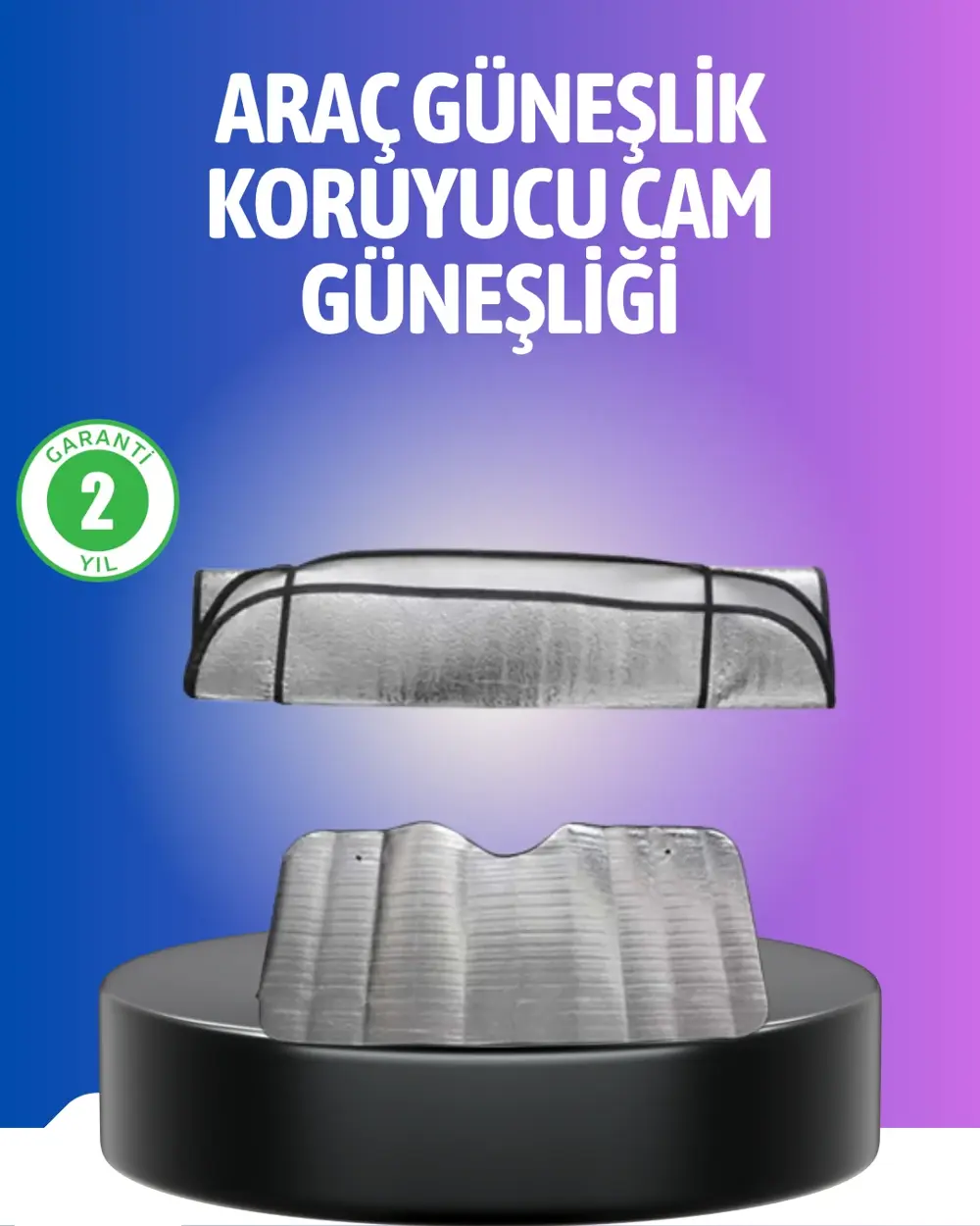 Metalize Reflektör Yüzeyli UV Koruyucu Araç Güneşliği – Serin ve