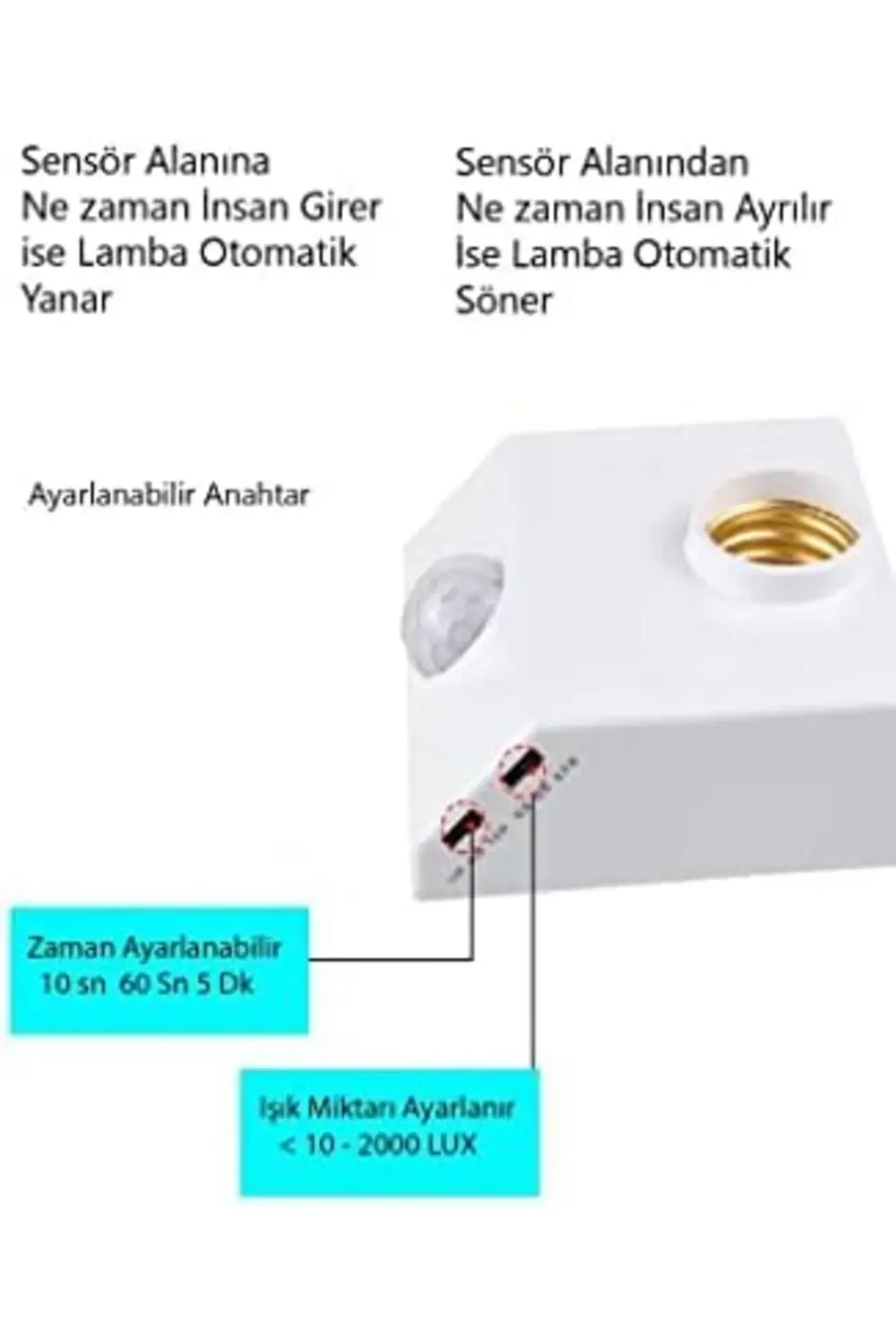 metrashop 5014 360 Derece E27 Duylu Hareket Sensörü shopbuyx 1113