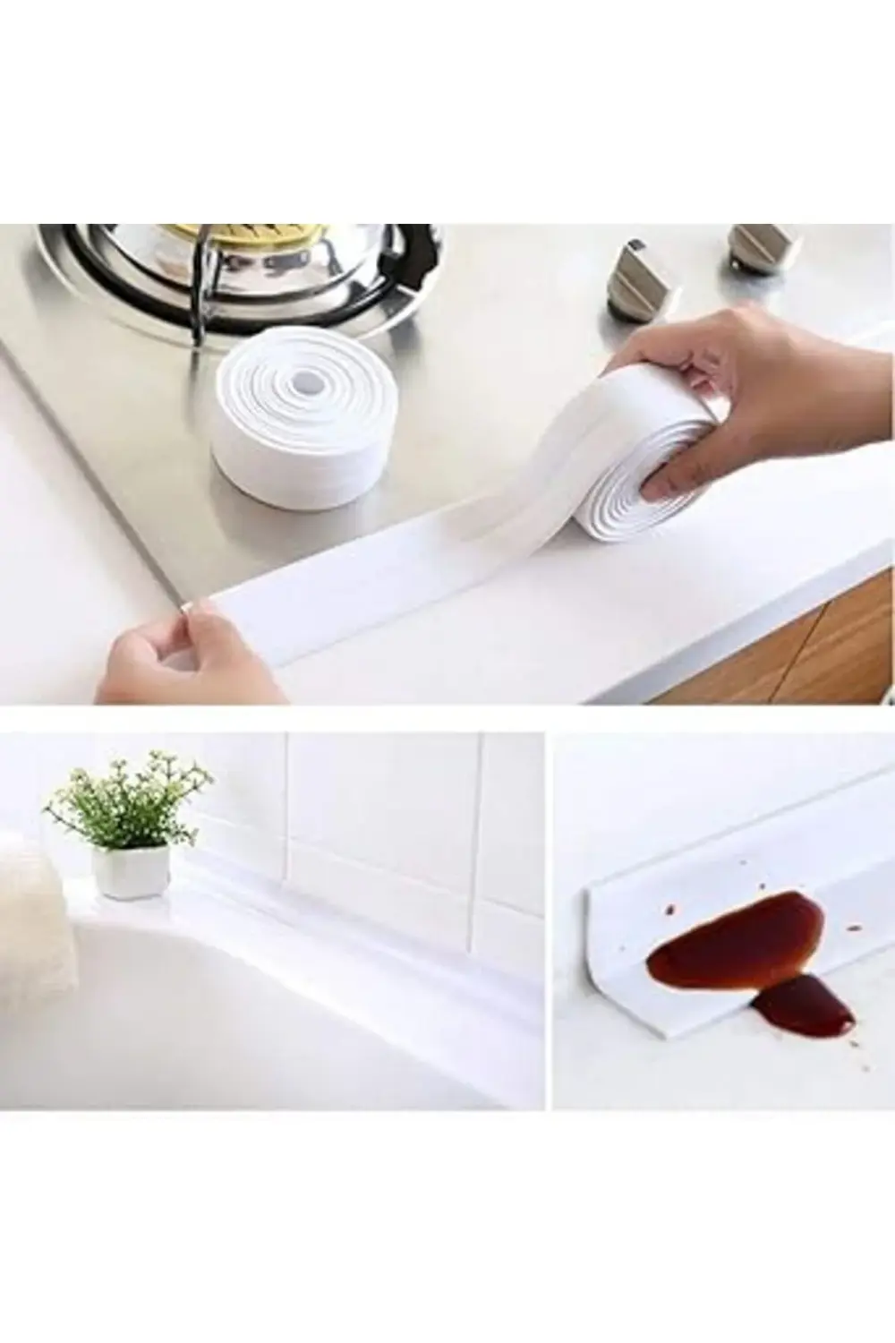 Metre 38 mm Su Sızdırmaz Bant Nem Küf Önleyici Lavabo Evye Küvet