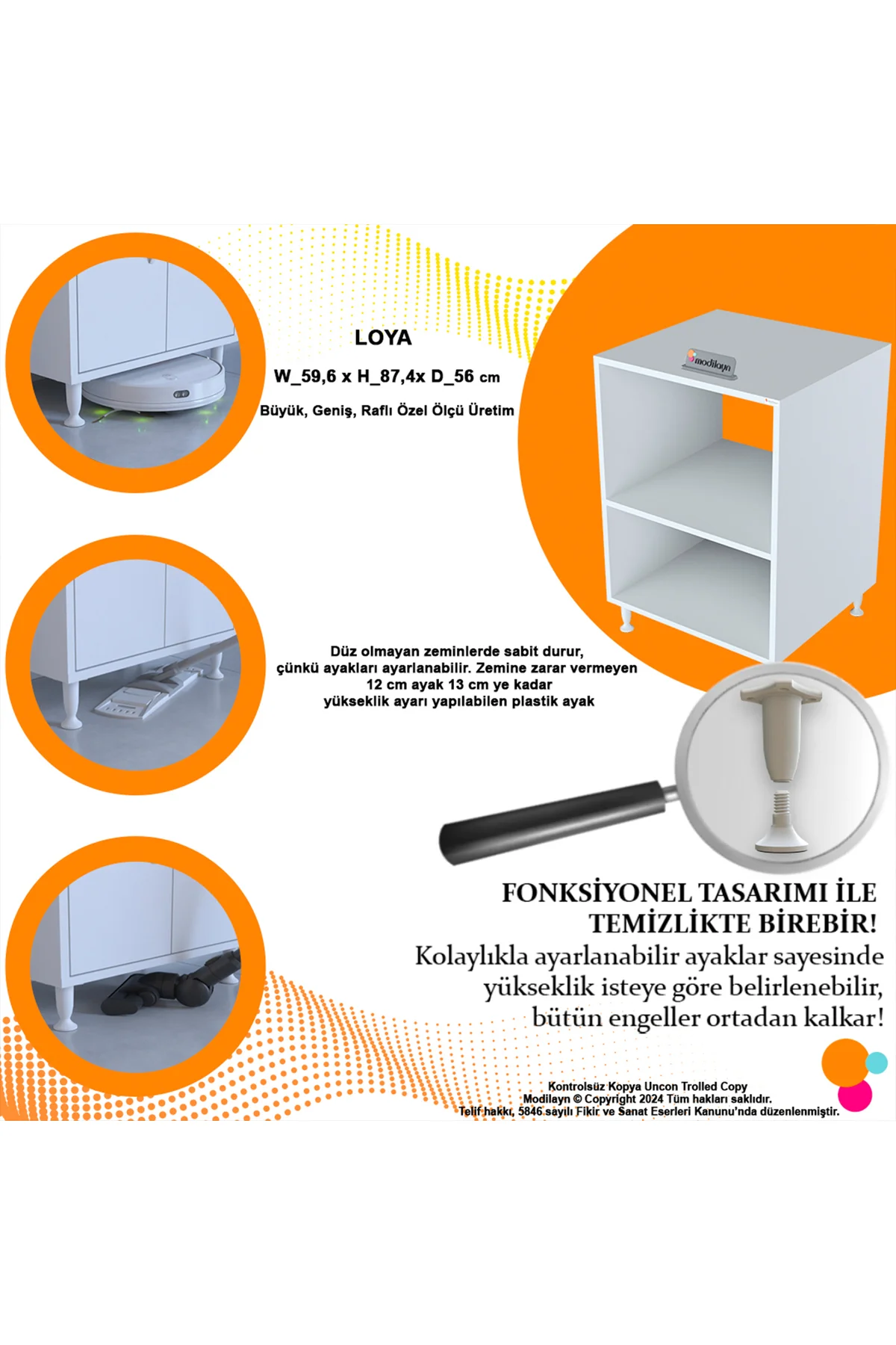 Meva 59,6 x 87,4 x 56 cm Set üstü Ocak Ve Ankastre Fırın Dolabı B