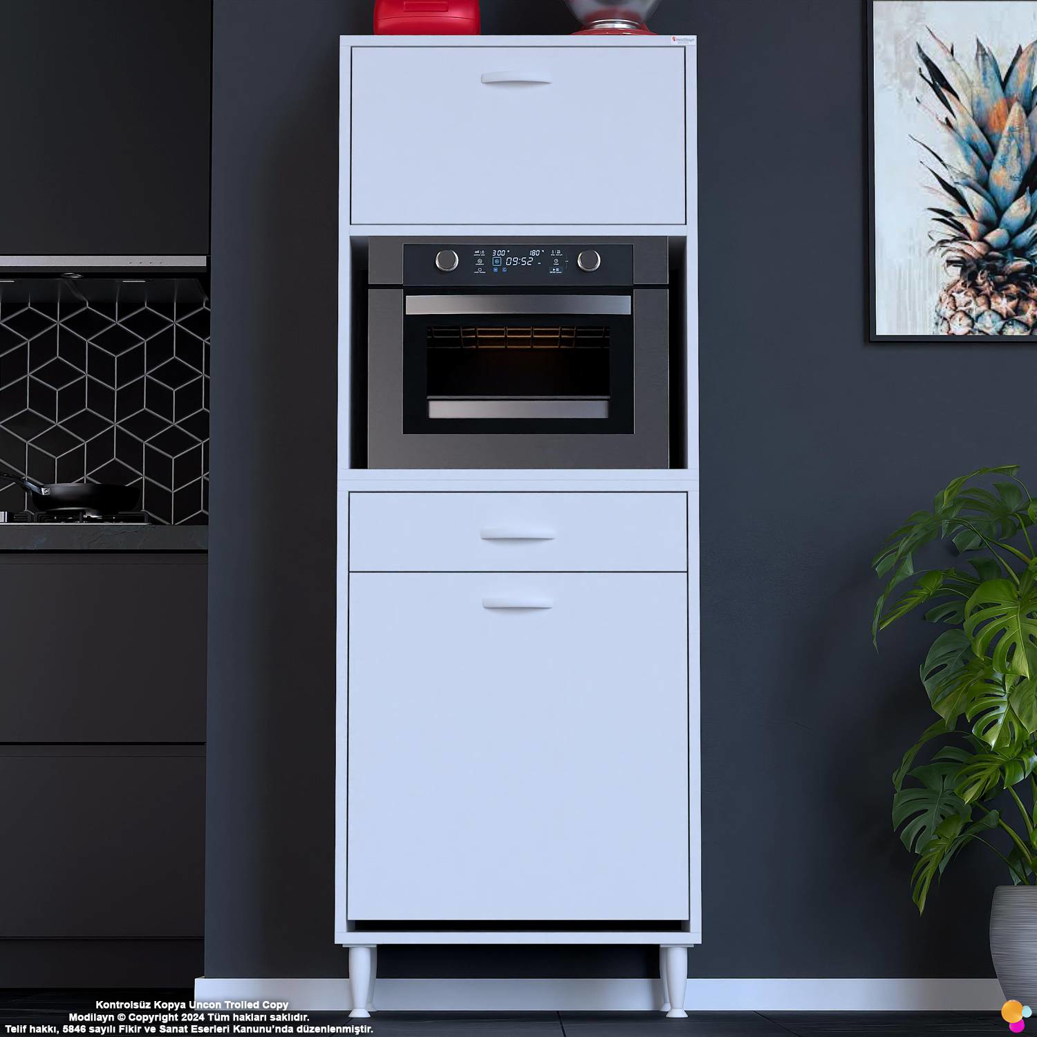Meva 65 cm Çekmeceli Fırın Dolabı Sepetli Çok Amaçlı Mutfak Kiler Meva 65 cm Çekmeceli Fırın Dolabı Sepetli Çok Amaçlı Mutfak Kiler - Görsel 3