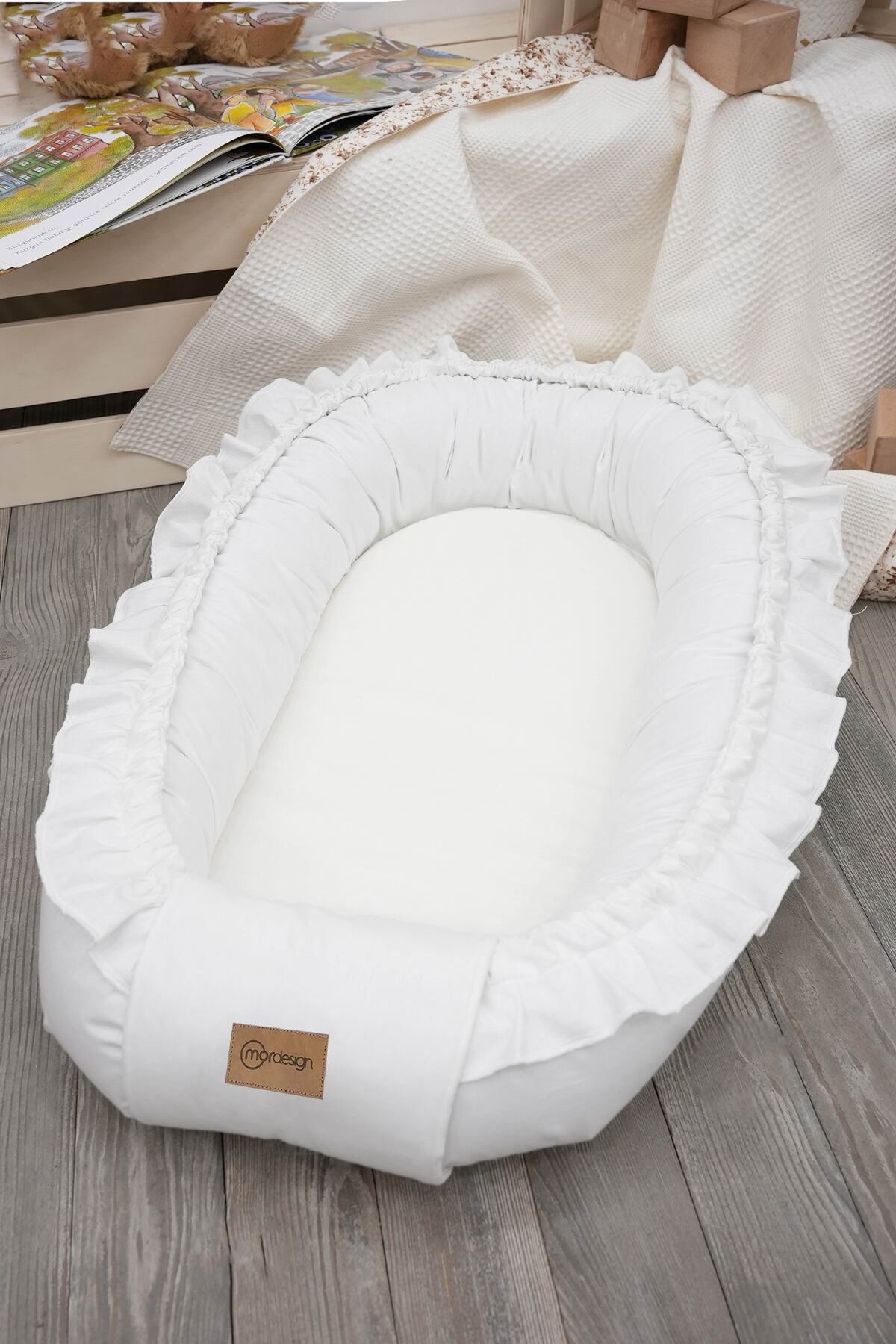 Mordesign Mevlüt Yatağı, 0-3 Ay Bebek Yatağı, %100 Pamuk Babynest, Anne Yan