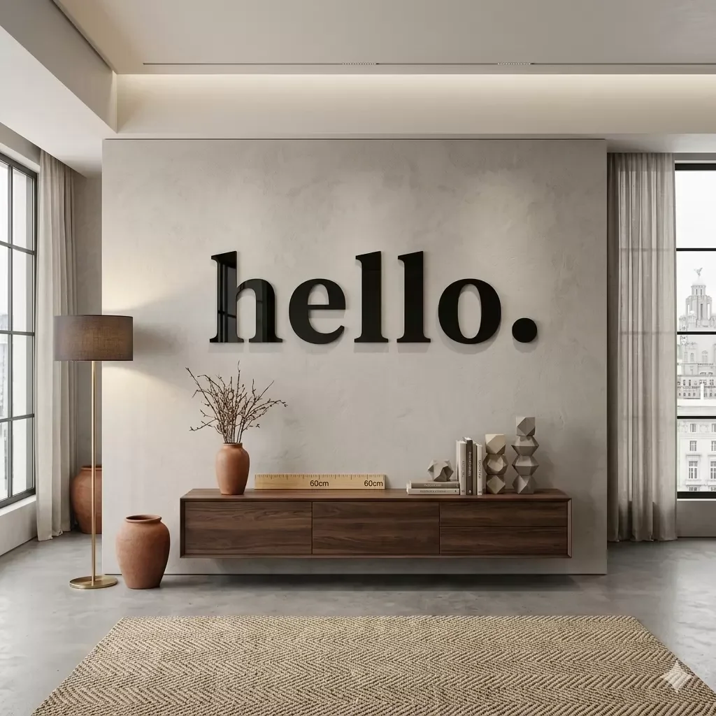 Mey İthalat® 100x35 cm Dev Boy "hello." Yazılı Kırılmaz Pleksi Ay