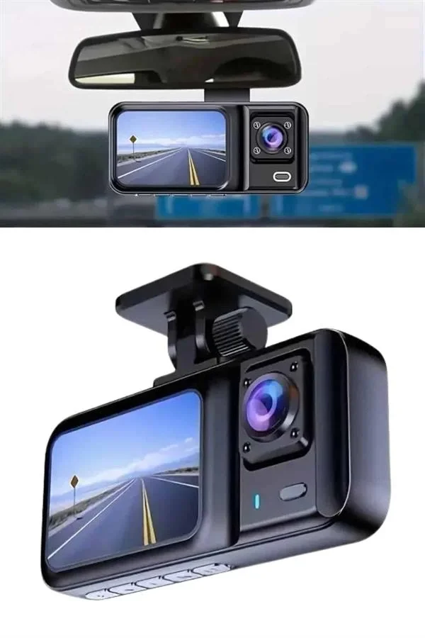Mey İthalat® 1080p Sürüş Kaydedici 2 İnç Araç Araba Ön İç Arka DV