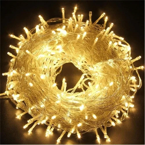 Mey İthalat® 10m 60 Led Gün ışığı 2 Kademeli Şeffaf Kablo Pilli