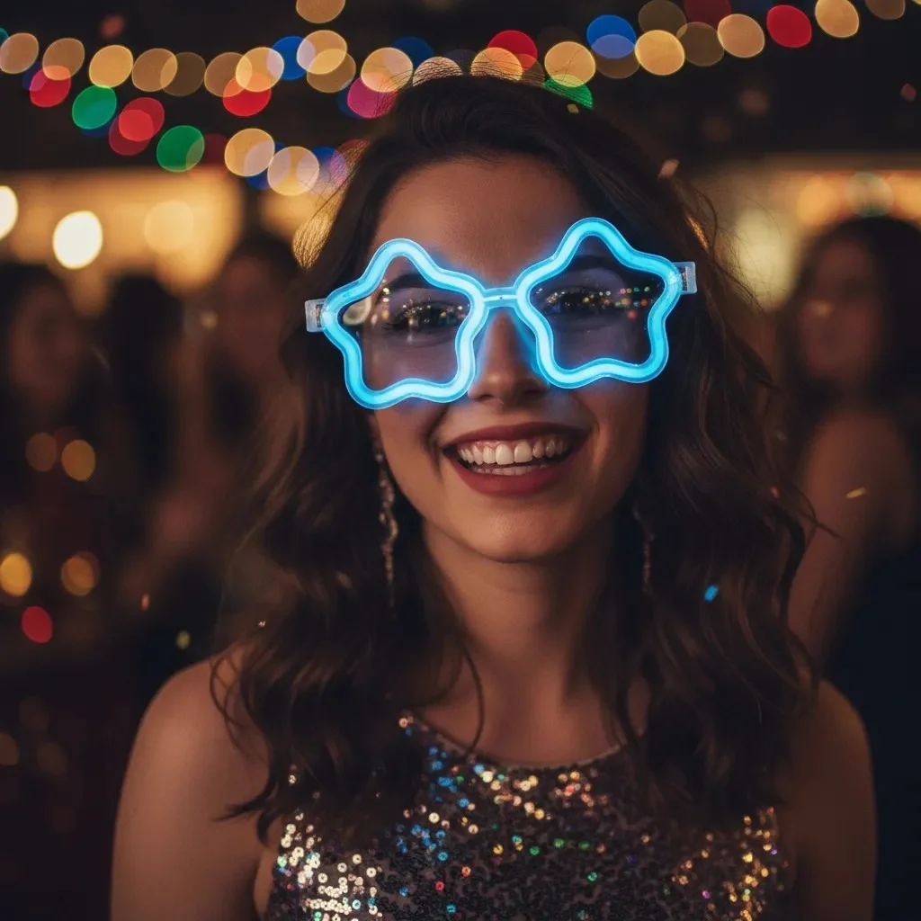 Mey İthalat® 12 Adet Yıldız Glow Gözlük – Glow Partisi ve Etkinli