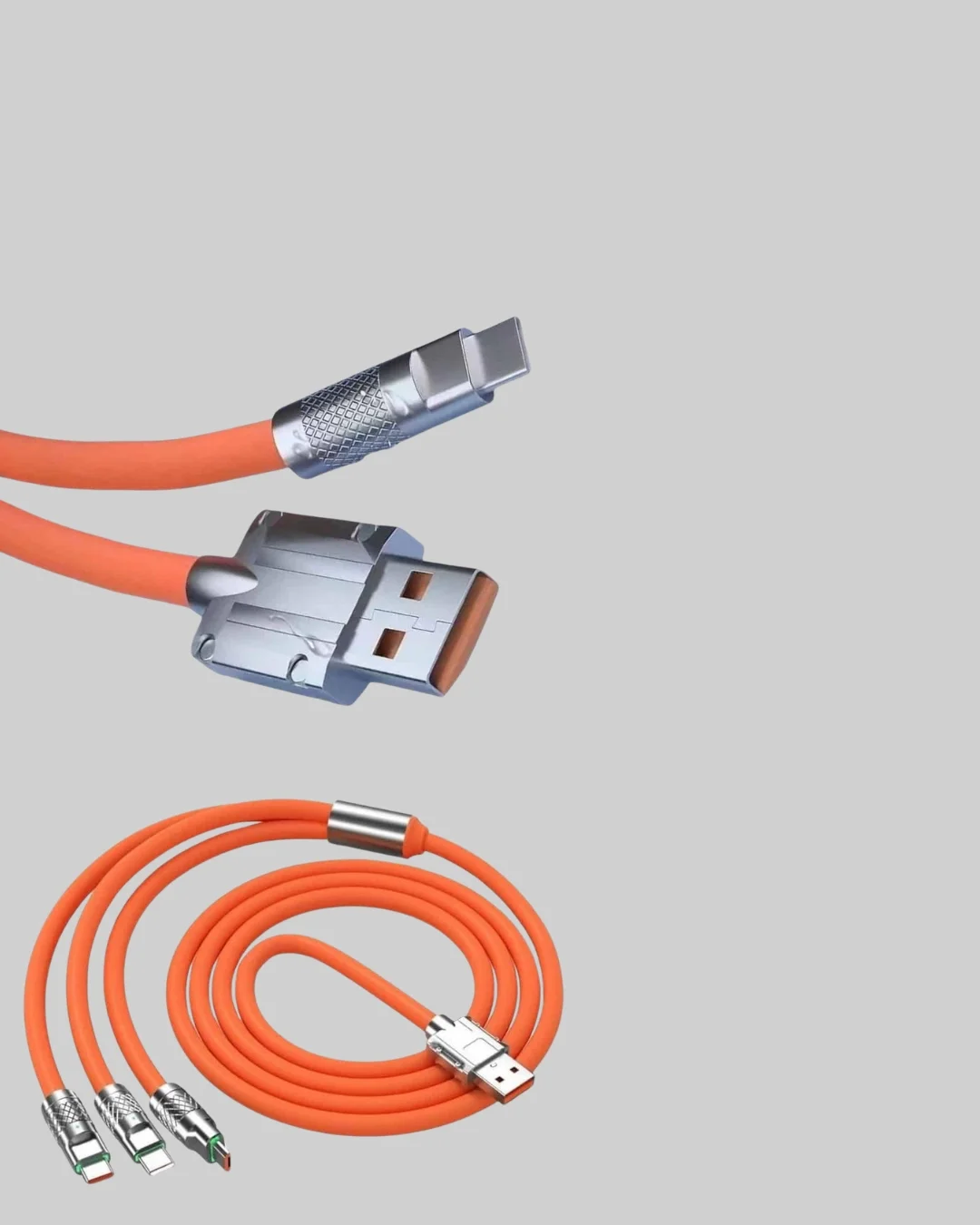 Mey İthalat® 120W Şarj Destekli 3’ü 1 Arada Çoklu Şarj Kablosu – 