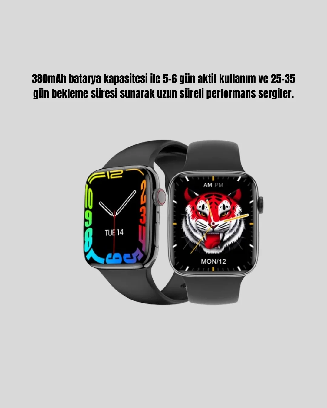 Mey İthalat® 1.9 İnç Akıllı Saat – Bluetooth 5.0, Kablosuz Şarjlı