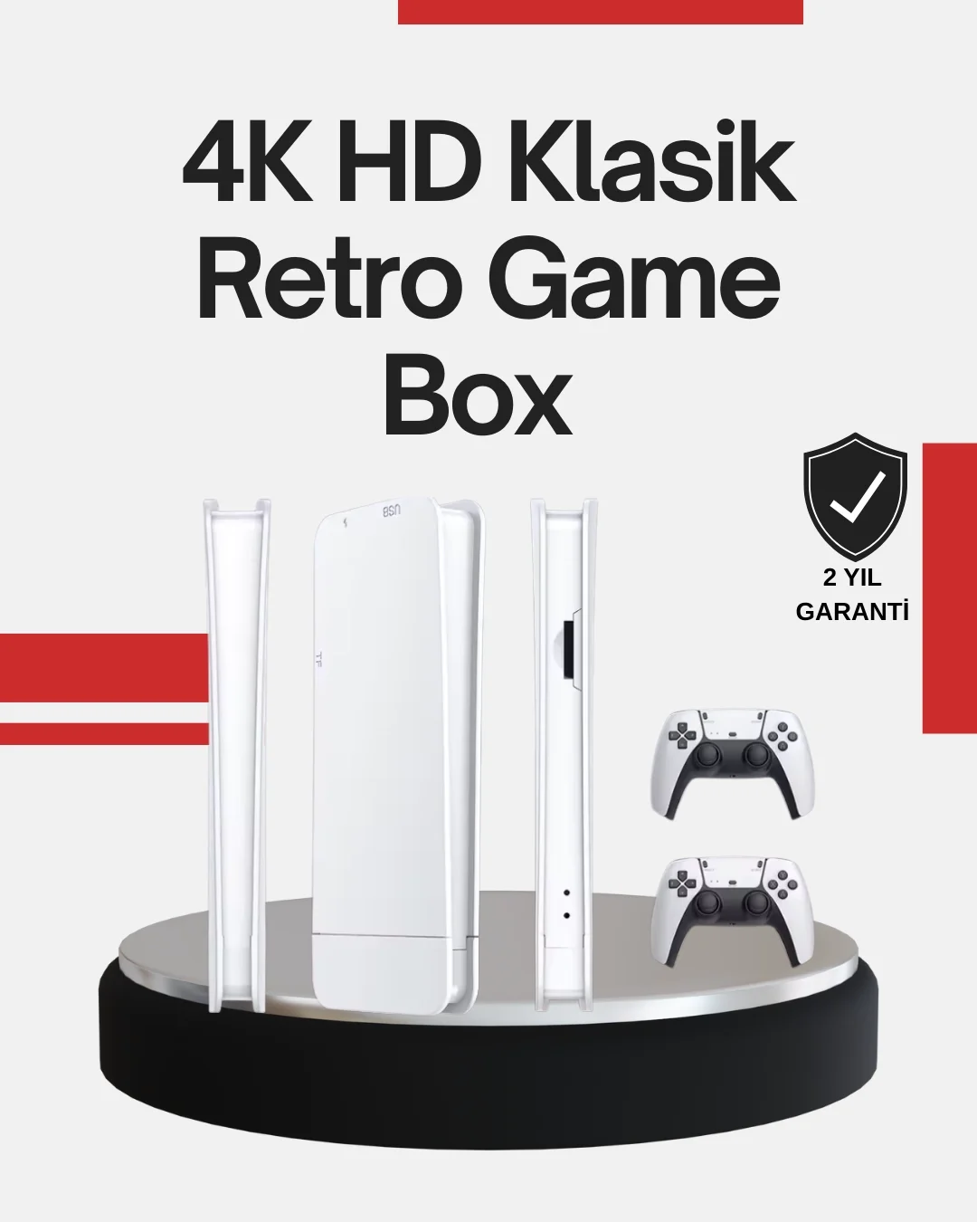 Mey İthalat® 2 Kollu Kablosuz 4K TV Uyumlu Klasik Oyun Konsolu