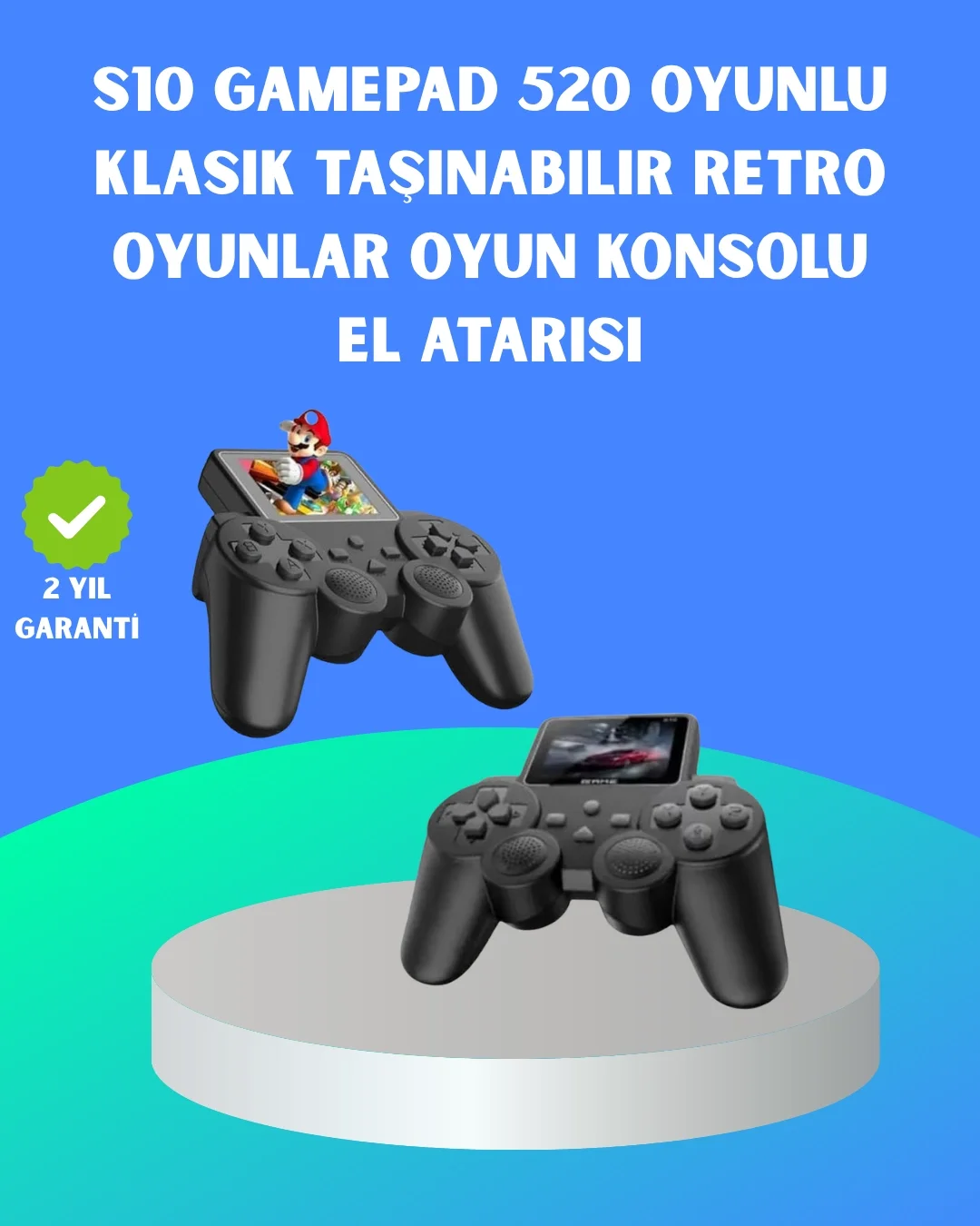 Mey İthalat® 2.4 İnç HD Renkli Ekranlı 500-in-1 Taşınabilir Retro