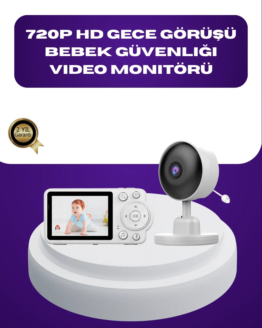Mey İthalat® 2.8 İnç Ekranlı Bebek Kamerası Gece Görüşlü ve Sesli