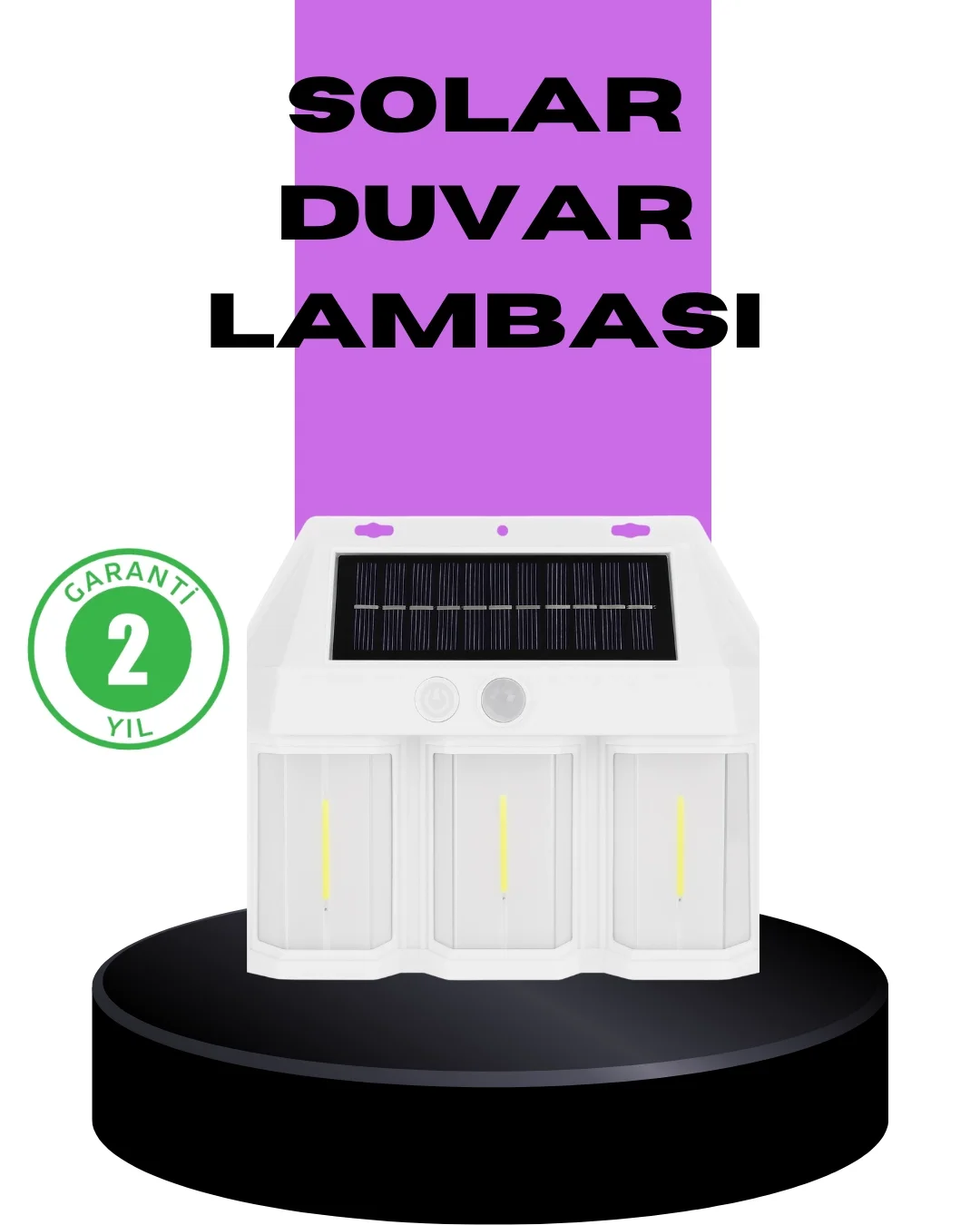 Mey İthalat® 3 in 1 Solar Duvar Lambası – IP65 Su Geçirmez, Harek