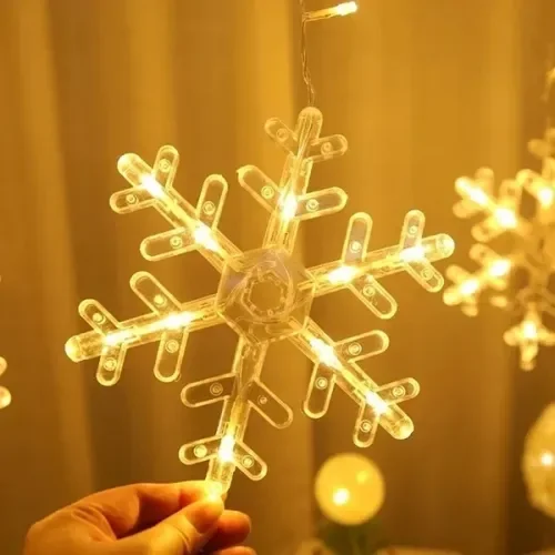 Mey İthalat® 3 Metre Saçaklı Kar Tanesi Perde LED