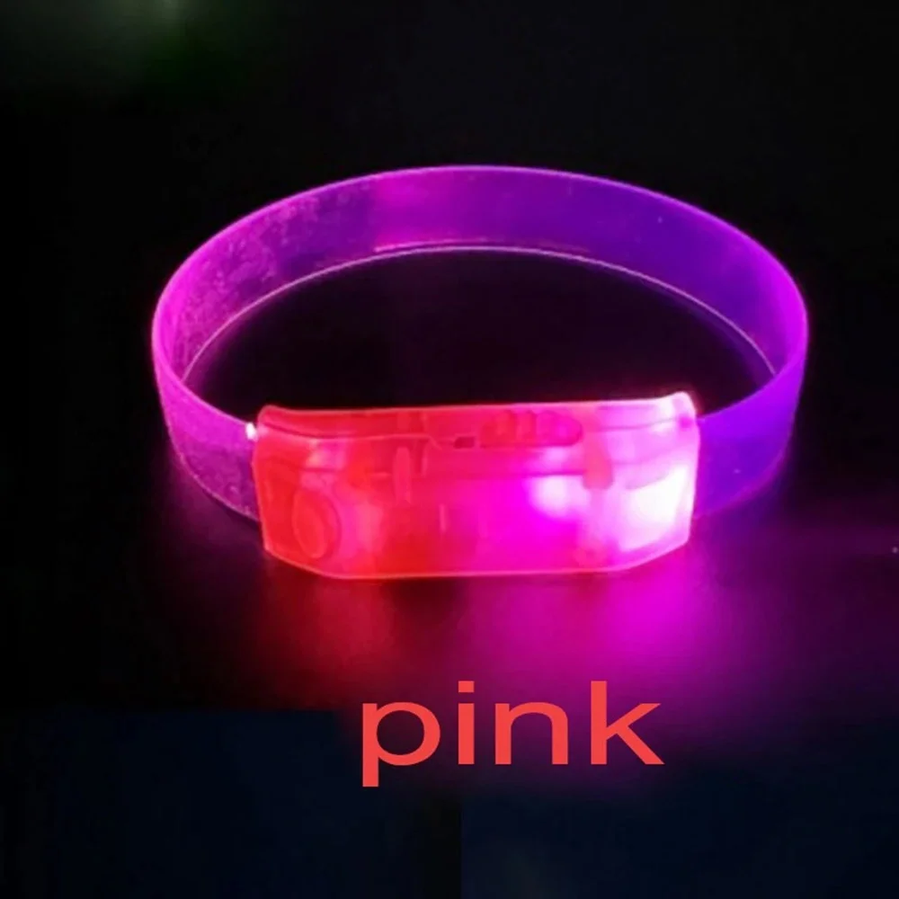 Mey İthalat® 3 Modlu Pilli LED Işıklı Esnek Parti Bilekliği Pembe
