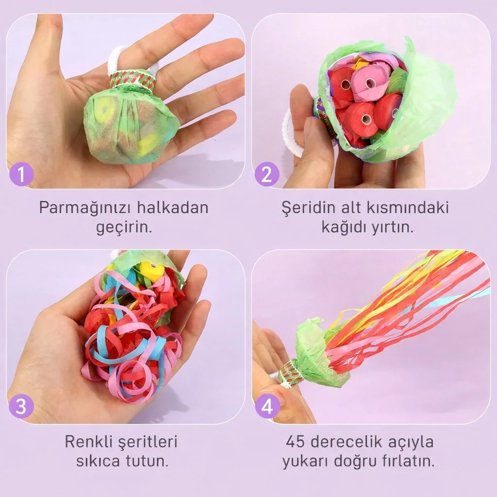 Mey İthalat® 30 Şeritli Renkli Elle Atılan Konfeti – 5 Metre Uzay