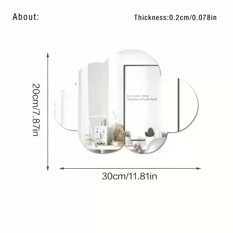 Mey İthalat® 30x20 cm Bulut Formlu Kırılmaz Pleksi Duvar Aynası - Mey İthalat® 30x20 cm Bulut Formlu Kırılmaz Pleksi Duvar Aynası -