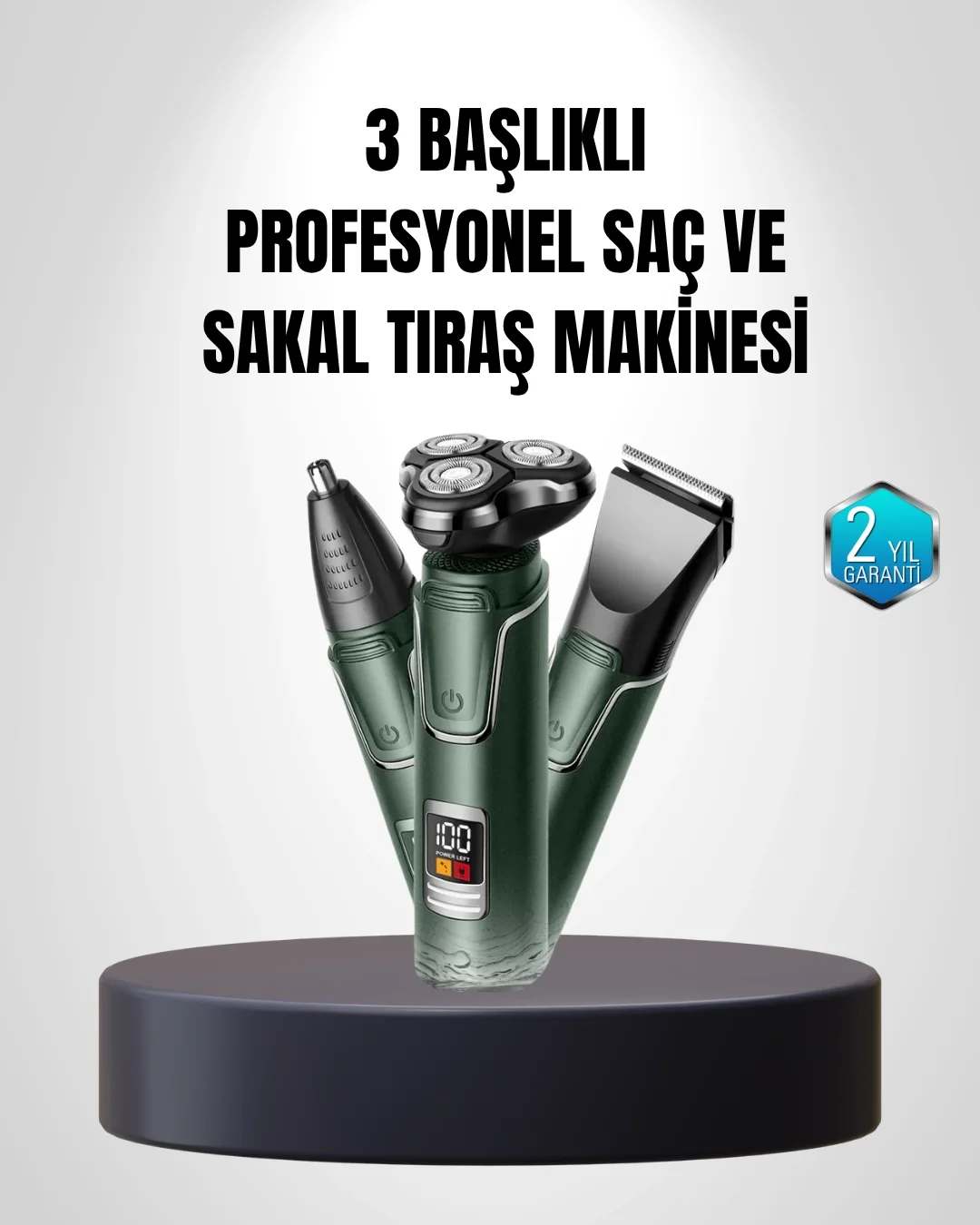 Mey İthalat® 3D Akıllı Kesim Teknolojili Şarjlı Tıraş Seti – 3 Ba