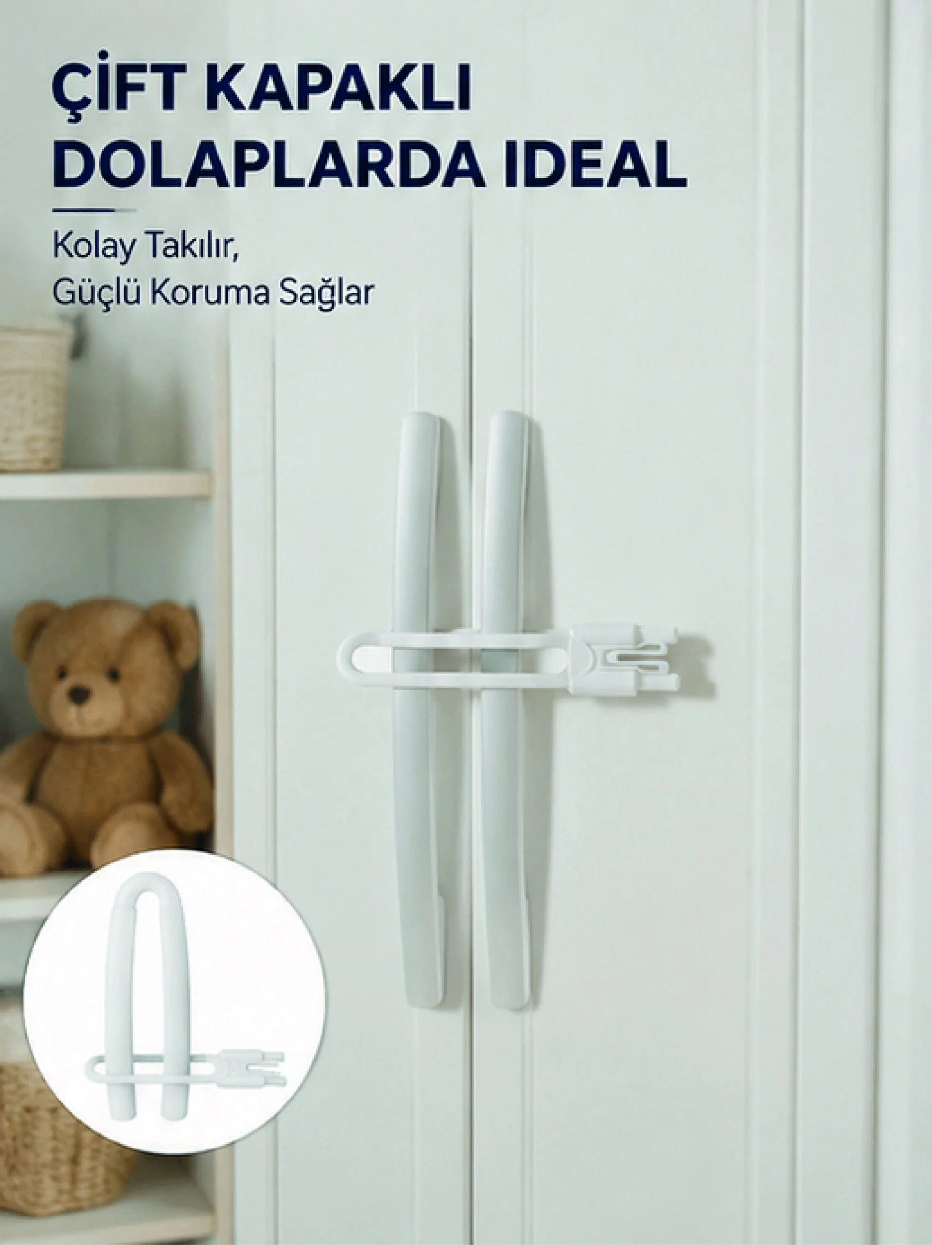 Mey İthalat® 4 Adet Çocuk Güvenlik Dolap Kilidi Dayanıklı ve Uzun