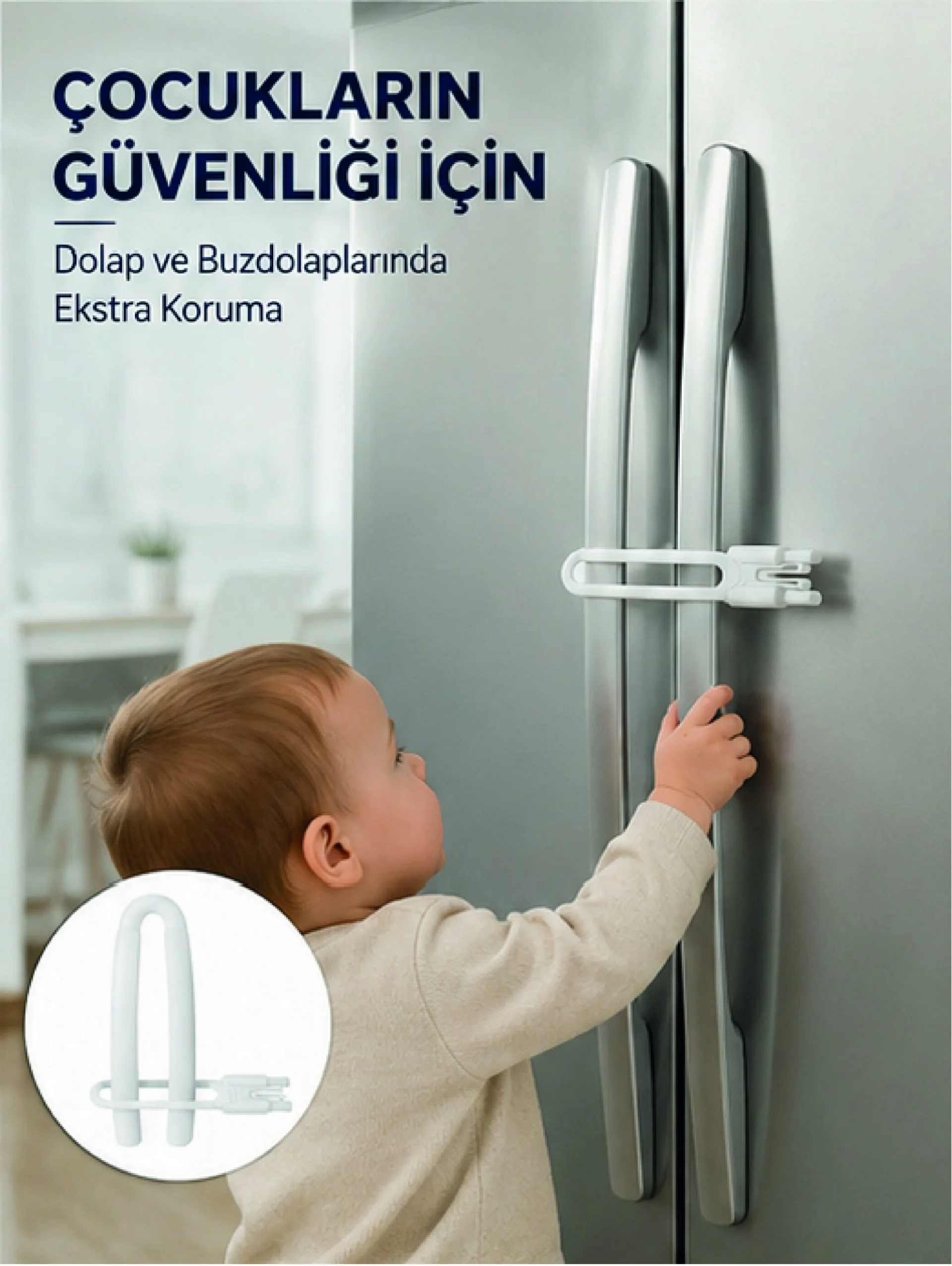 Mey İthalat® 4 Adet Dolap Kapak Kilidi Ev İçi Güvenlik İçin Prati