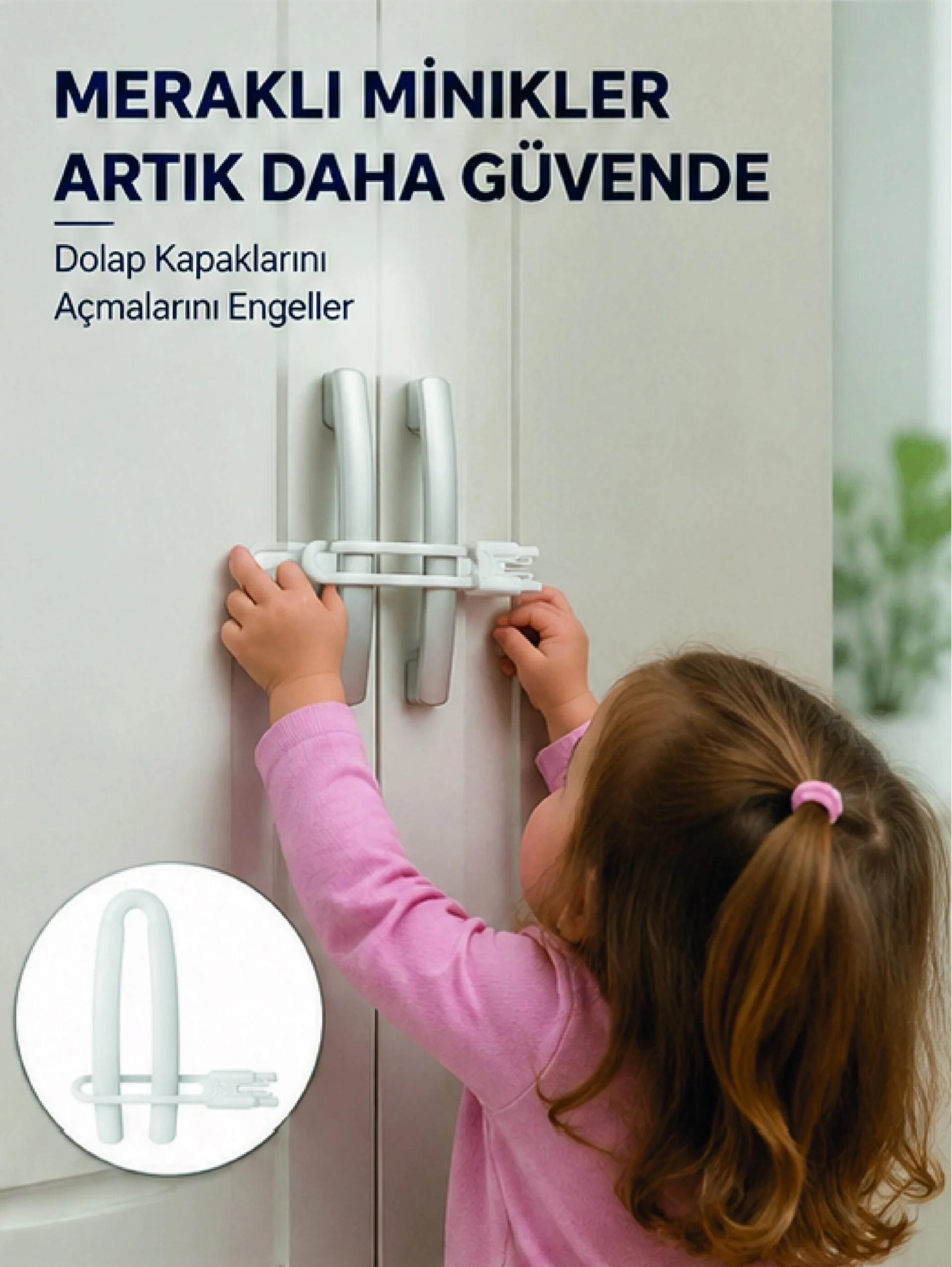 Mey İthalat® 4 Adet Dolap Emniyet Kilidi Çocuk Güvenliği İçin Güç