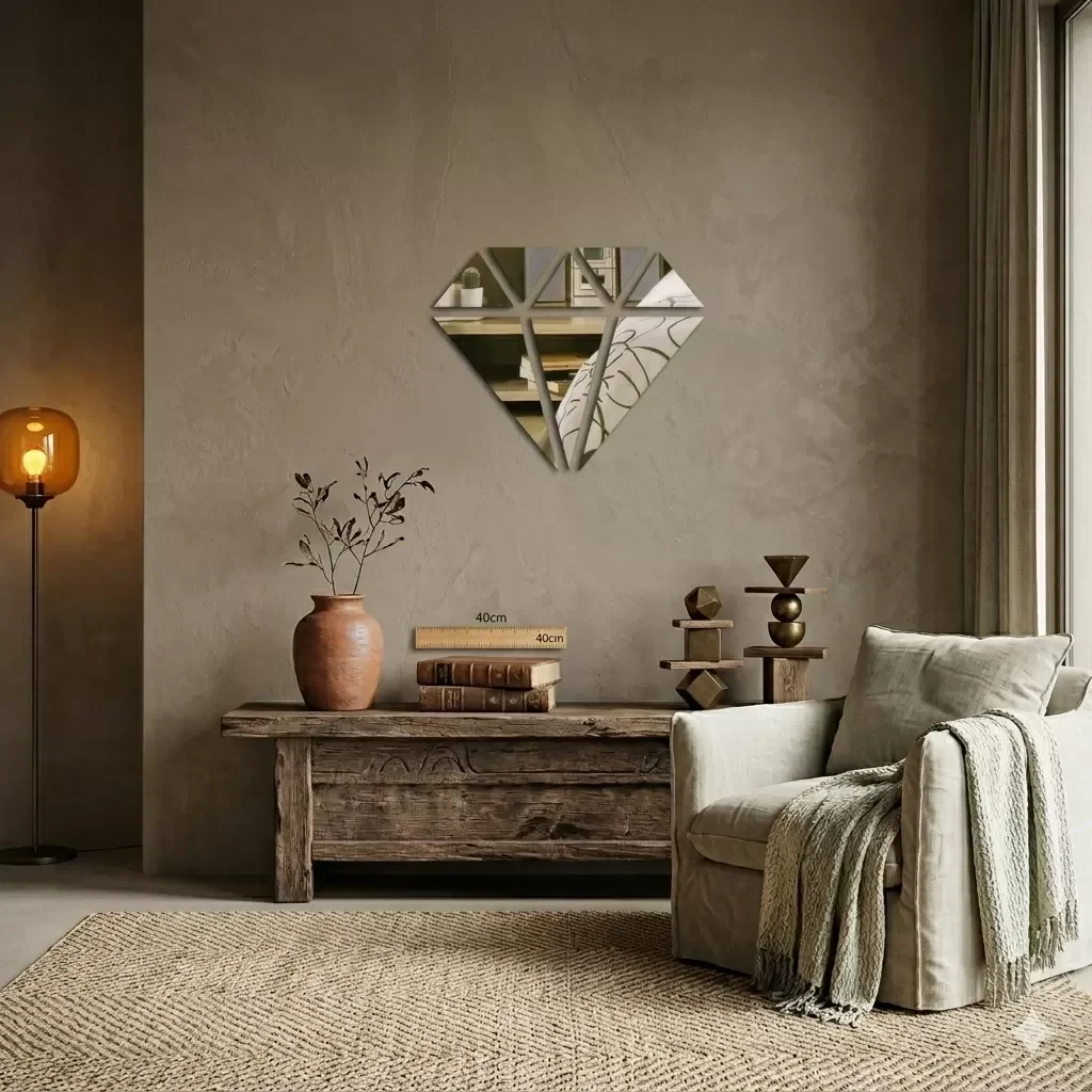 Mey İthalat® 40x40 cm Elmas Formlu Kırılmaz Pleksi Ayna - Geometr Mey İthalat® 40x40 cm Elmas Formlu Kırılmaz Pleksi Ayna - Geometr