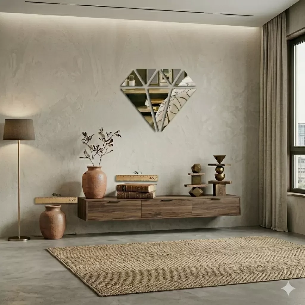 Mey İthalat® 40x40 cm Elmas Formlu Kırılmaz Pleksi Ayna - Geometr Mey İthalat® 40x40 cm Elmas Formlu Kırılmaz Pleksi Ayna - Geometr