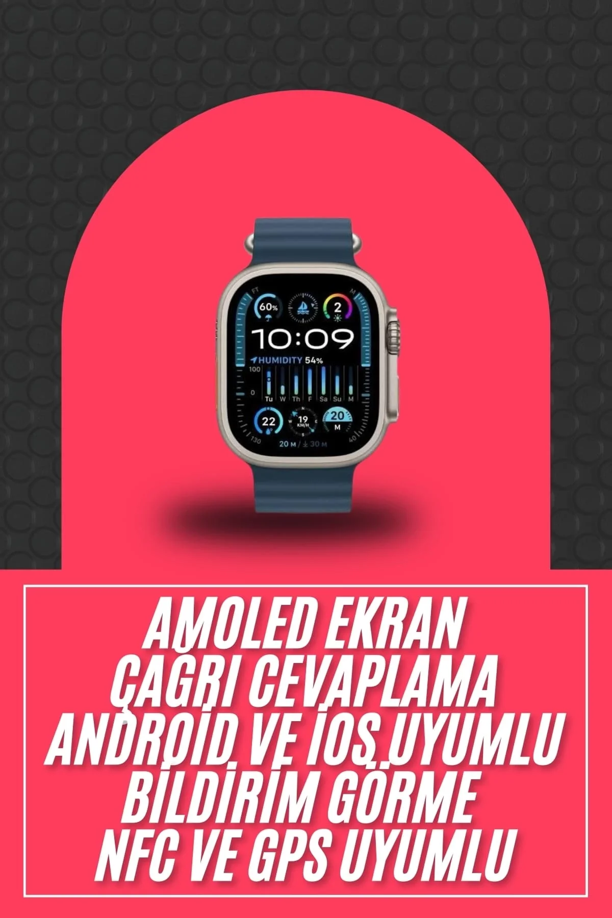 Mey İthalat® 49mm Akıllı Saat Amoled Ekranlı Kadın Erkek Kol Saat